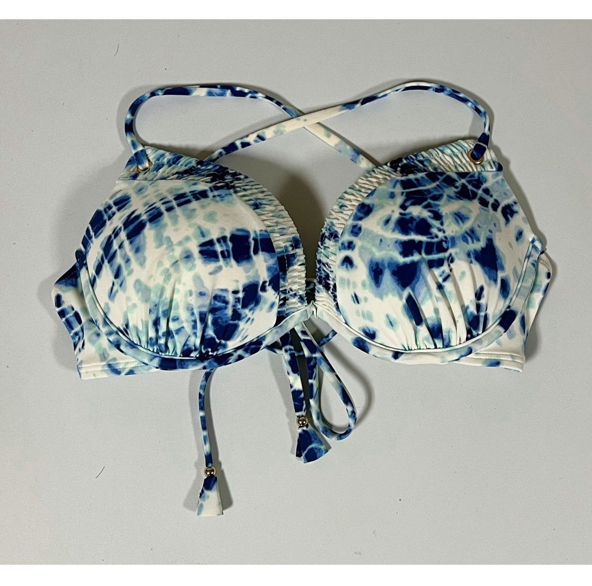 Victoria's Secret × Vintage Victoria’s Secret Tie Dye Bikini Top Bathing Suit 34C 🤍🩵✨ Size S / US 4 / IT 40 - 3 Thumbnail