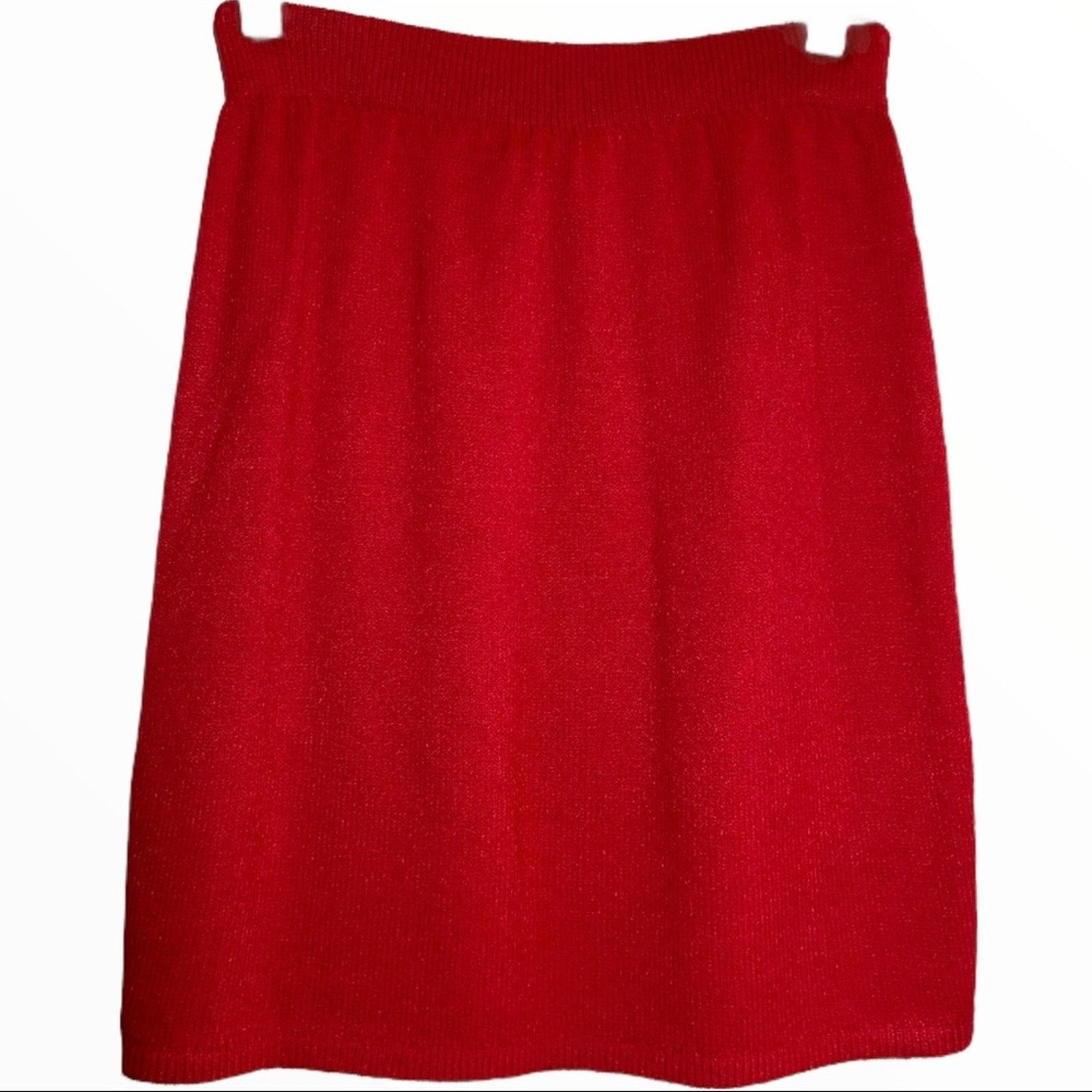 image of St John Basics Collection Santana Knit Skirt Red 2 Pencil, Women's (Size 26)