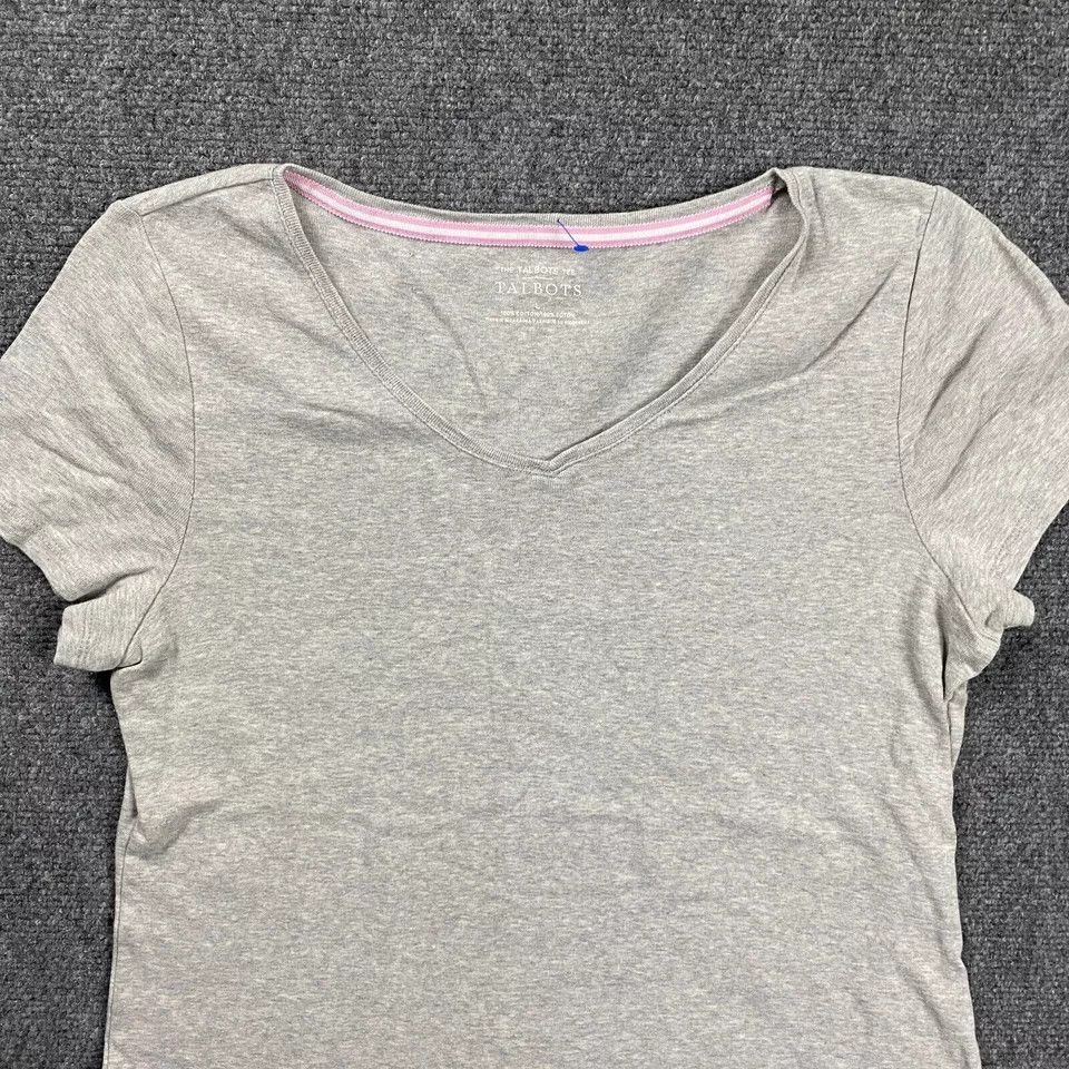 Talbots Talbots Shirt Womens Large Gray Tee V-Neck Casual Cotton Size L / US 10 / IT 46 - 2 Thumbnail