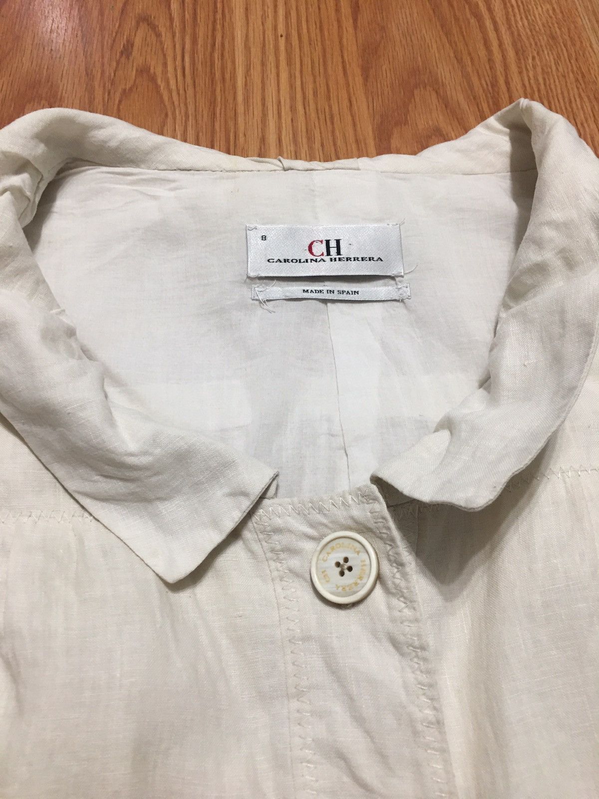 Carolina Herrera Carolina Herrera Beige Linen Vintage Light Jacket Size 8 Size S / US 4 / IT 40 - 7 Thumbnail