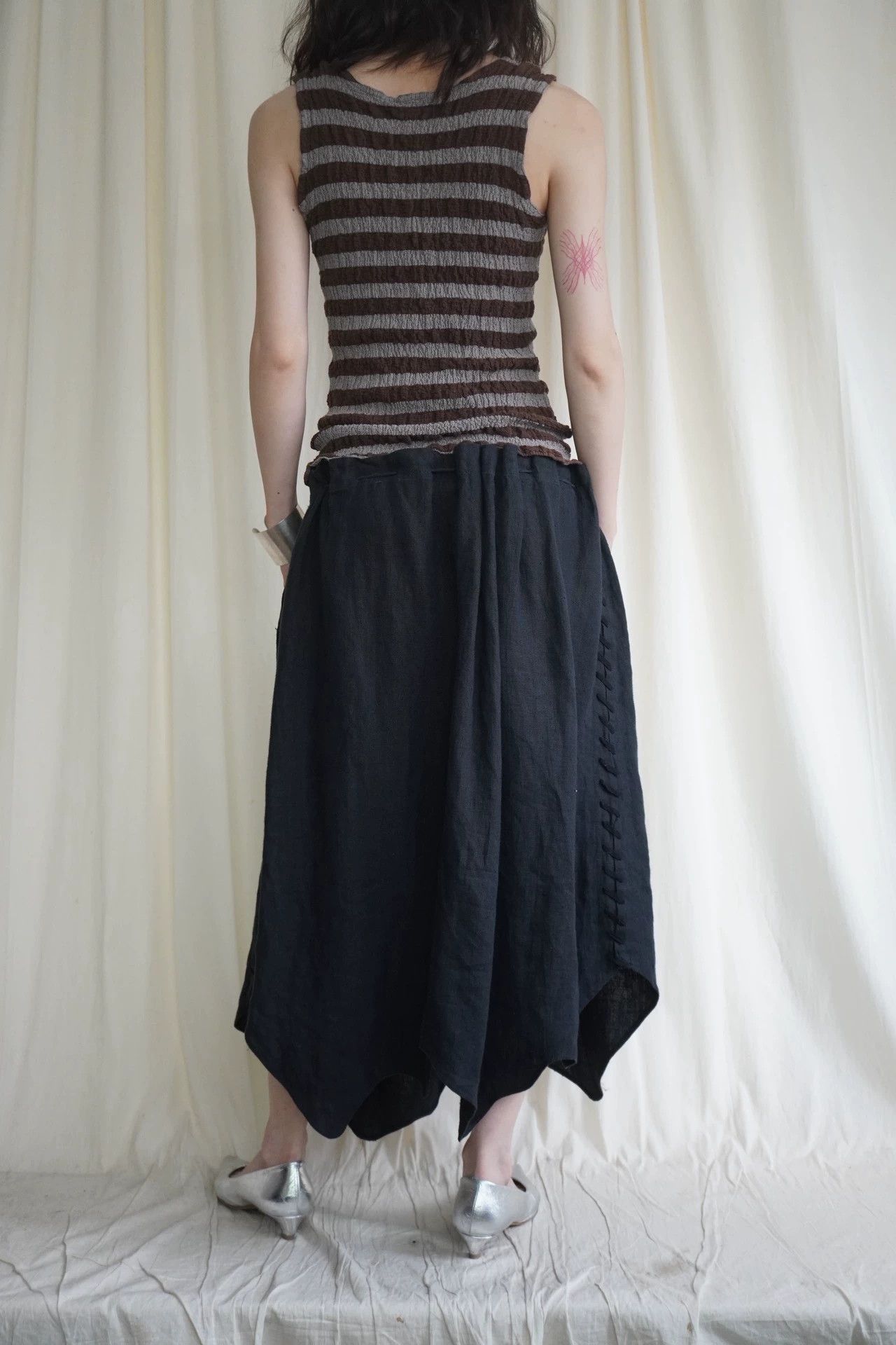 Issey Miyake Issey Miyake me 2000s Pleated Gray-Brown Striped Vest Size ONE SIZE - 3 Thumbnail