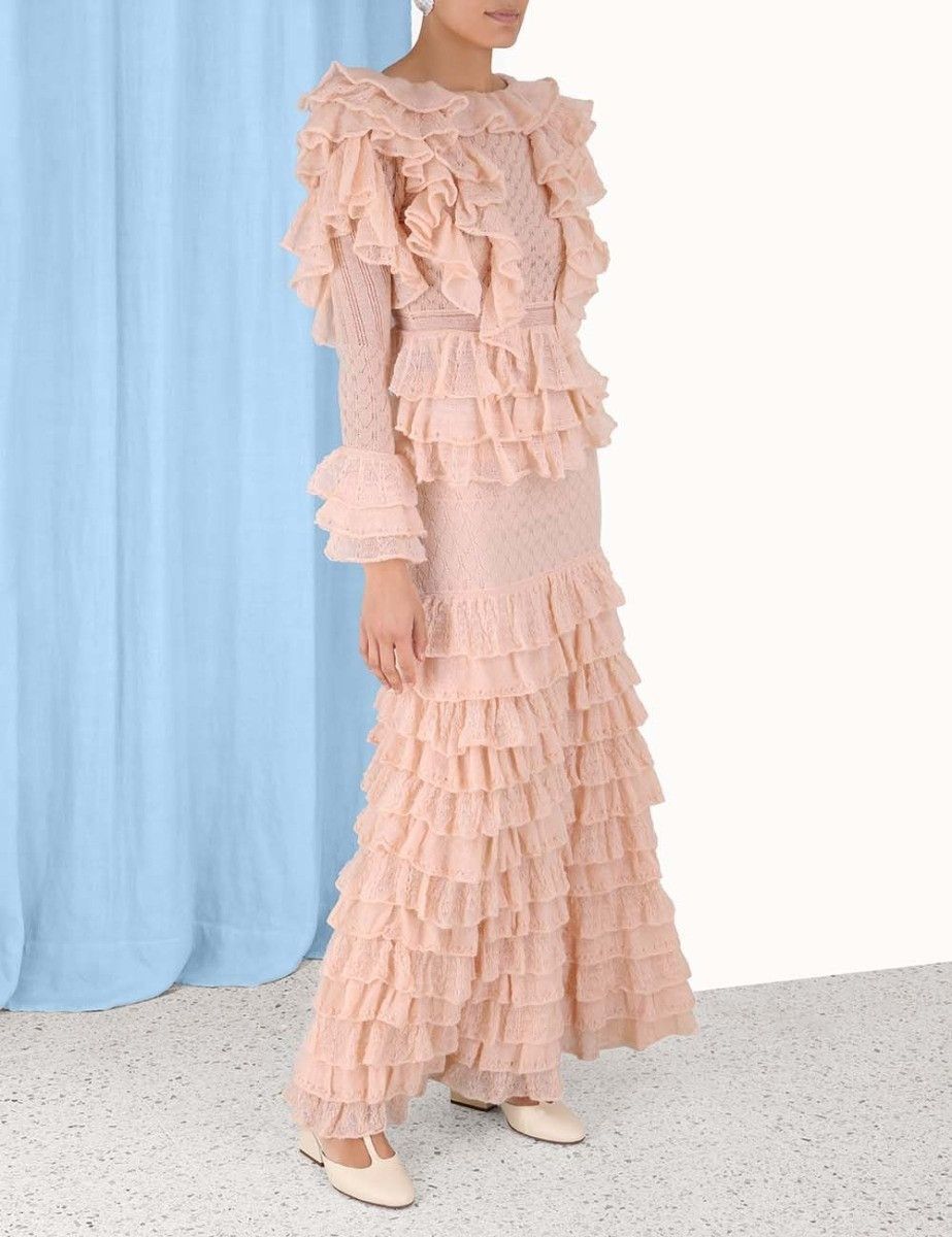 Zimmermann oc11z0425 Luminosity Lace Frill Skirt in Light Pink Size 27" / US 4 / IT 40 - 3 Thumbnail