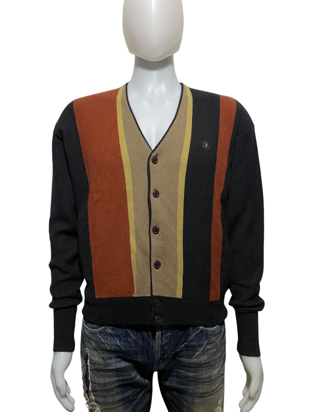 Balmain 2002 Balmain striped mohair cardigan Size US L / EU 52-54 / 3 - 1 Thumbnail