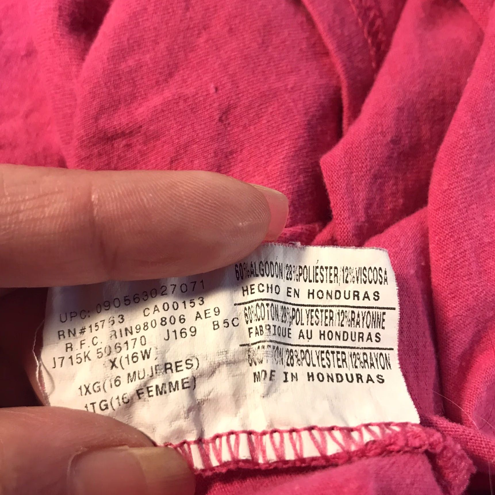 Vintage Just My Size Plain Pink T-Shirt Women's Plus Size 1X (16W) Casual V-Neck Lightweight Comfort Size XXL / US 16-18 / IT 52-54 - 4 Thumbnail