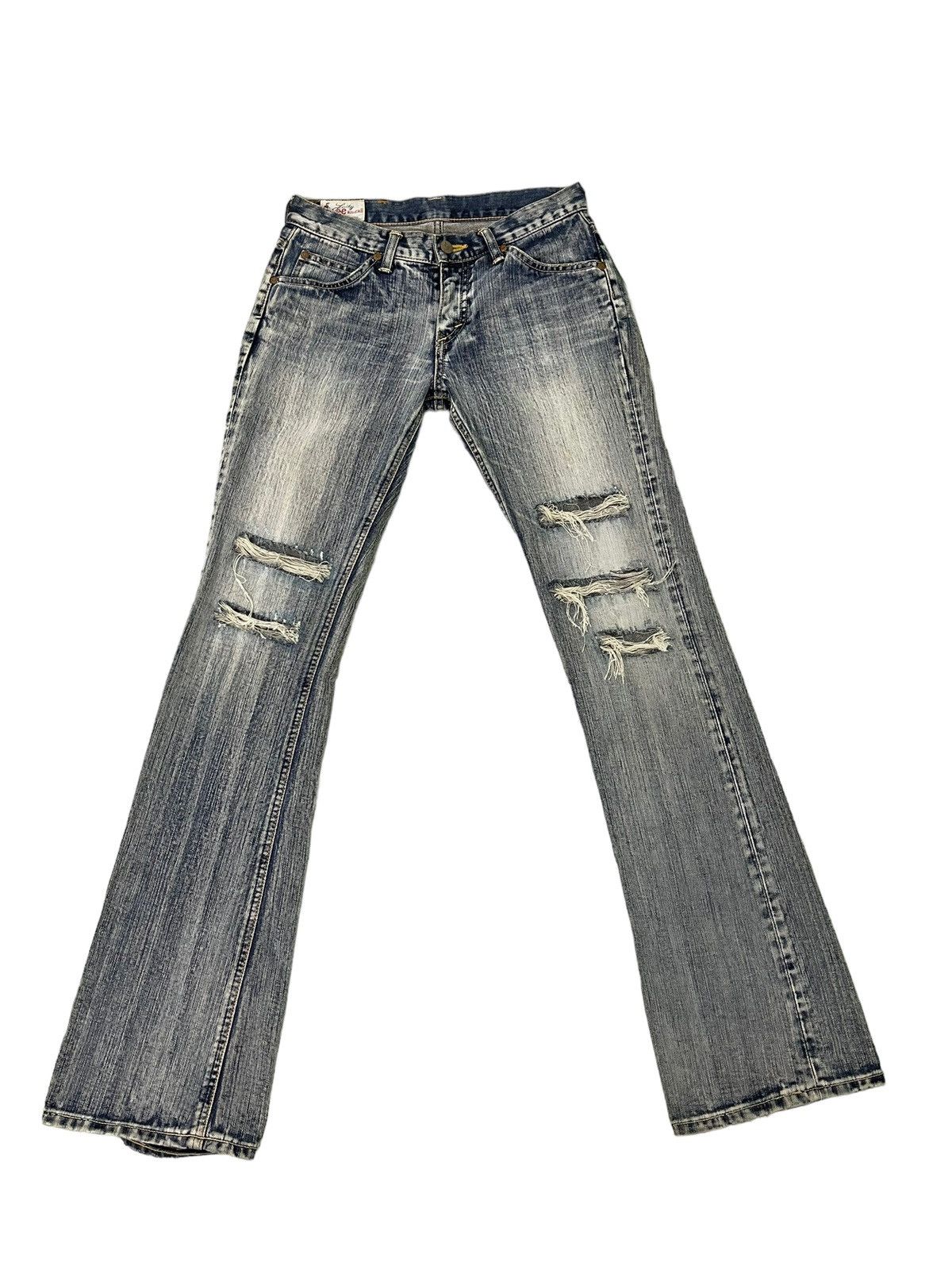Lee Flare Jeans Lee Japan Faded Distress Low Rise Boot Cut 7🟦2 Size US 28 / EU 44 - 2 Thumbnail