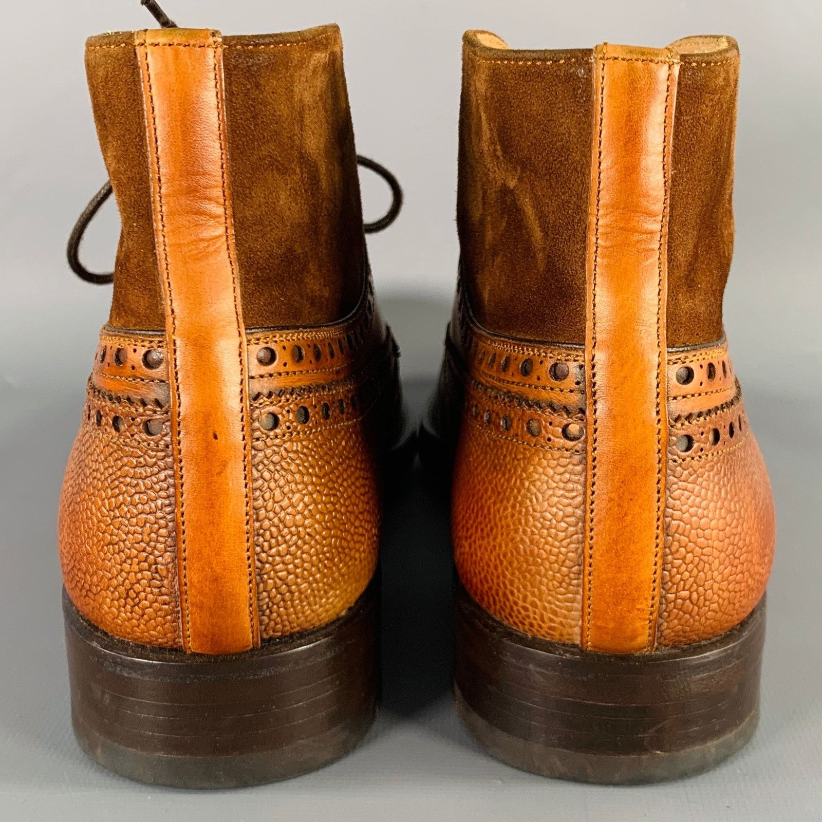 Phineas Cole PHINEAS COLE Size 7.5 Tan Perforated Leather Wingtip Boots Size US 7.5 / EU 40-41 - 3 Thumbnail