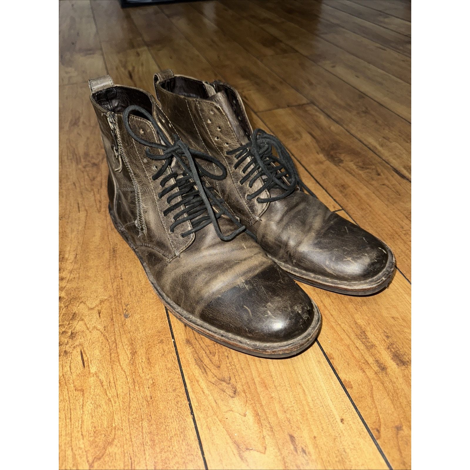 John Varvatos × Vintage John Varvantos USA Brown Leather Side Zip Ankle Boots 10.5 Size US 10.5 / EU 43-44 - 1 Thumbnail