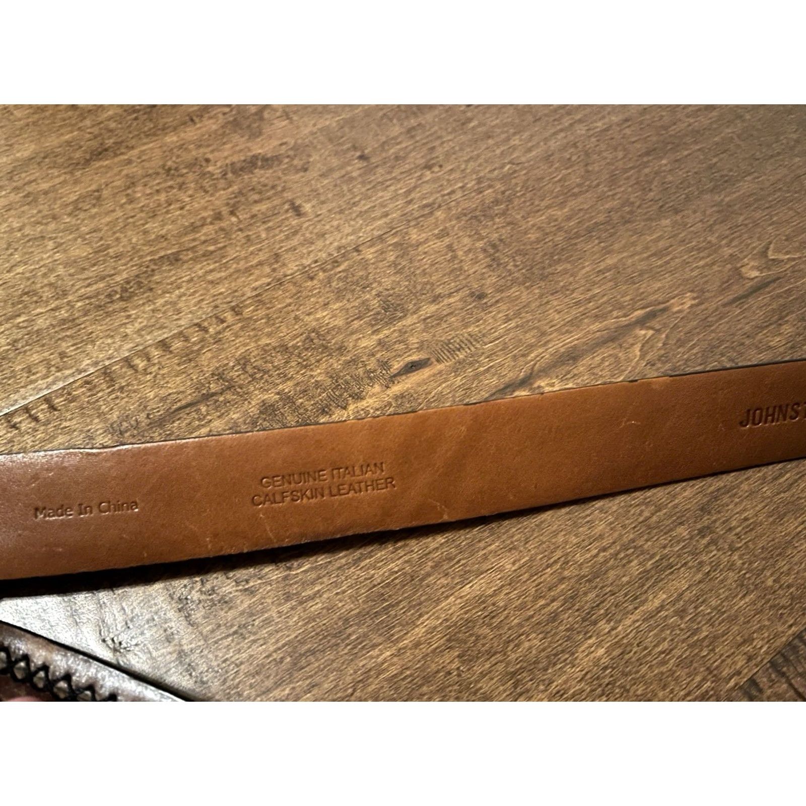 Johnston & Murphy Johnston & Murphy Belt Mens 40 Brown Genuine Italian Calfskin Leather Stitched Men Size 40 - 5 Thumbnail