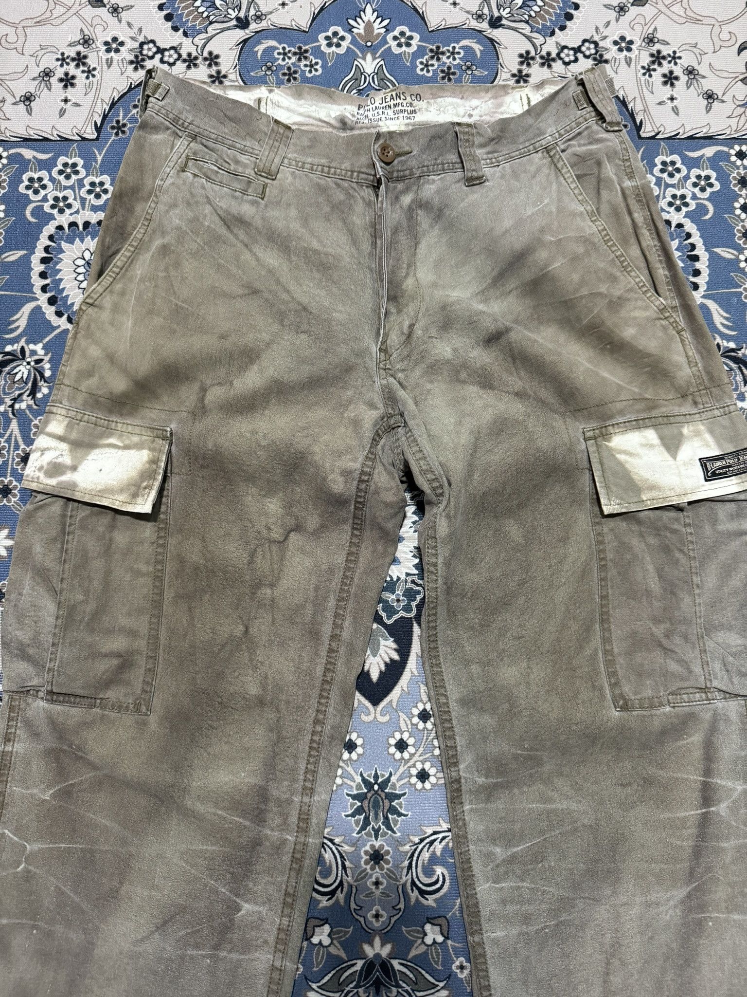 Beauty Beast × Polo Ralph Lauren × RRL Ralph Lauren Polo Ralph Lauren Military US Army Acid Wash Cargo Pants Size US 31 - 3 Thumbnail