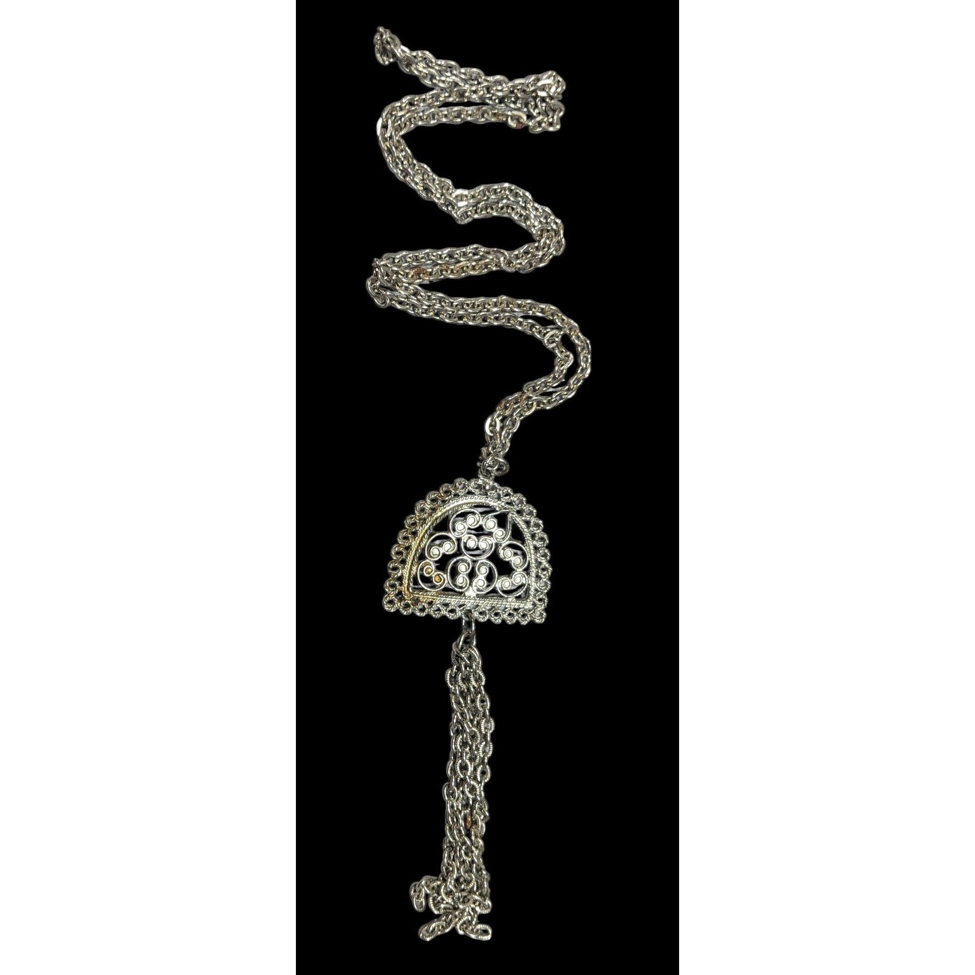 Other Vintage Etruscan Style Filigree Pendant And Tassel Necklace Size ONE SIZE - 1 Thumbnail