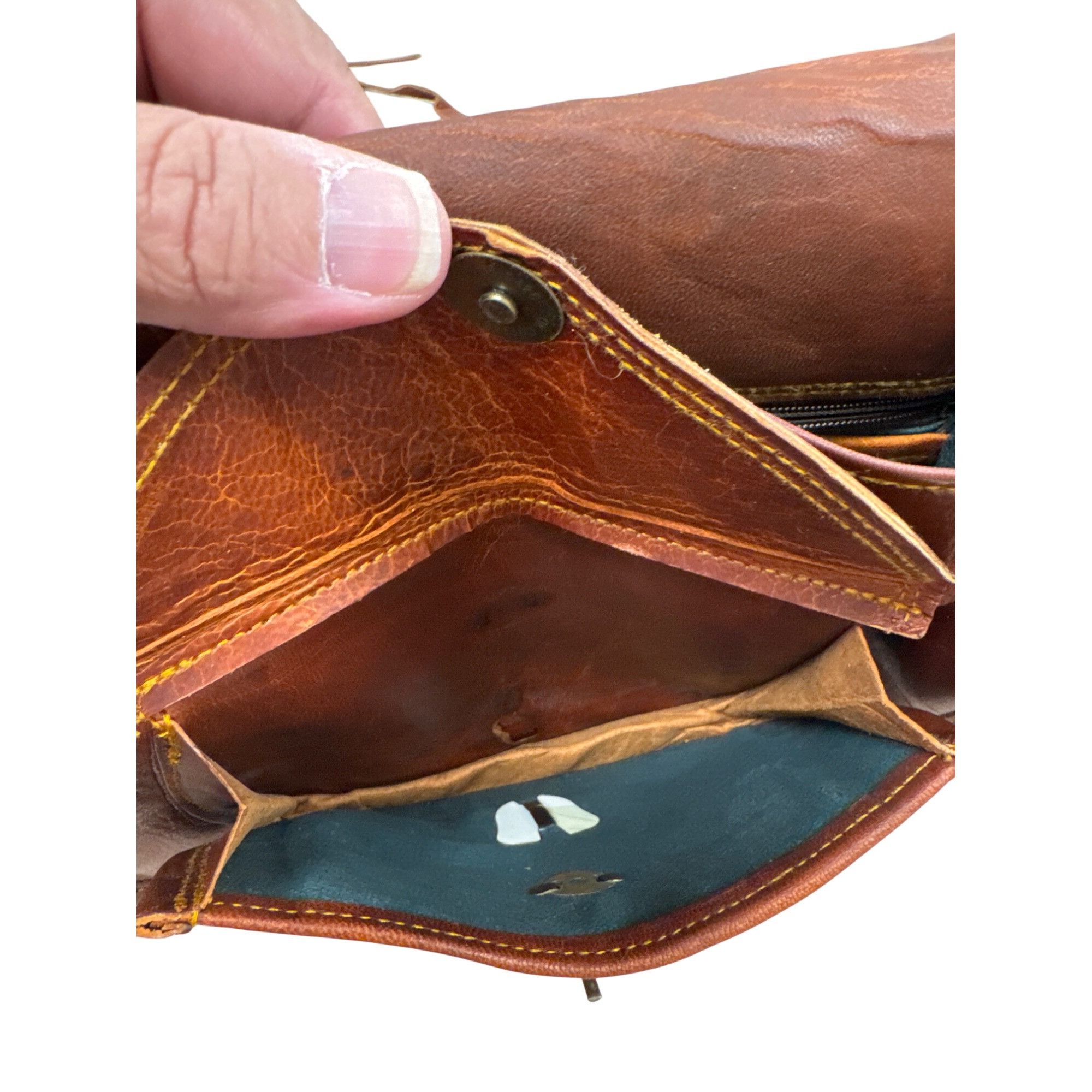 Vintage Firu womens Vintage Leather Handmade crossbody Purse 9x10 SK Size ONE SIZE - 10 Thumbnail