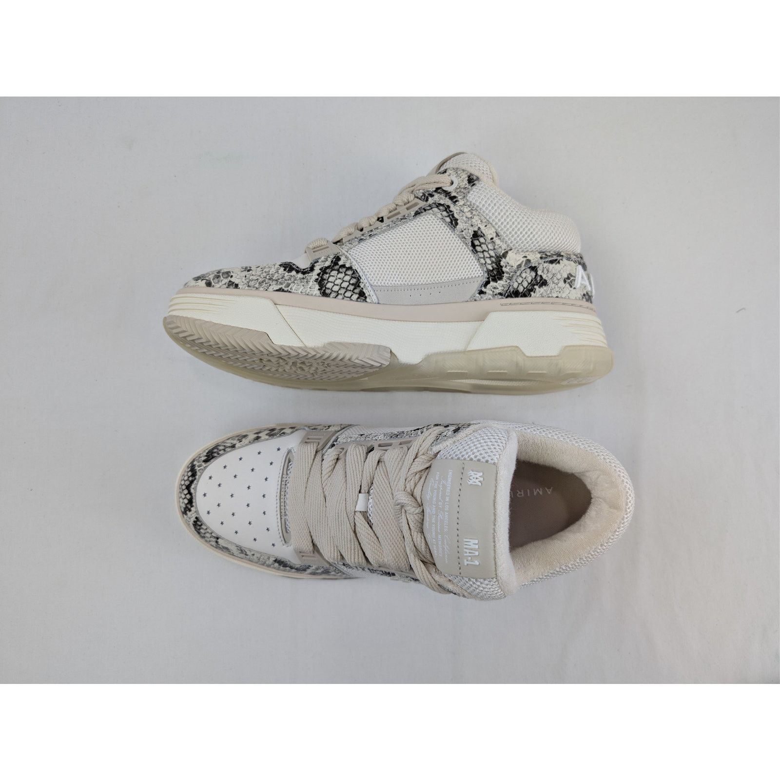 Amiri o1rshd1 Snake MA-1 Top Low Sneakers in Alabaster Size US 11 / EU 44 - 1 Thumbnail