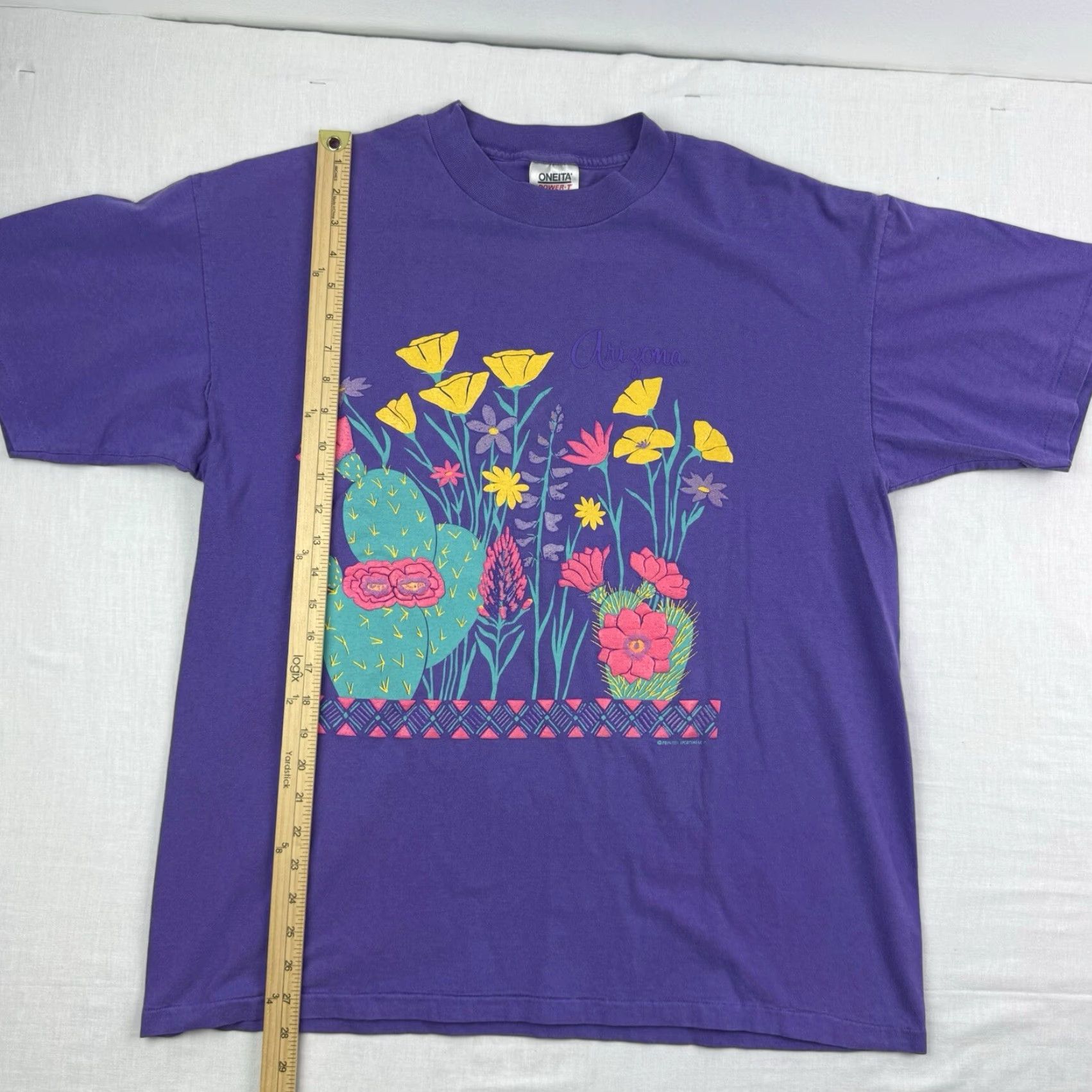 Vintage VINTAGE AriZona T-Shirt Desert Cactus Flowers Purple 1980s USA Adult XL Men Shirt Size US XL / EU 56 / 4 - 6 Thumbnail