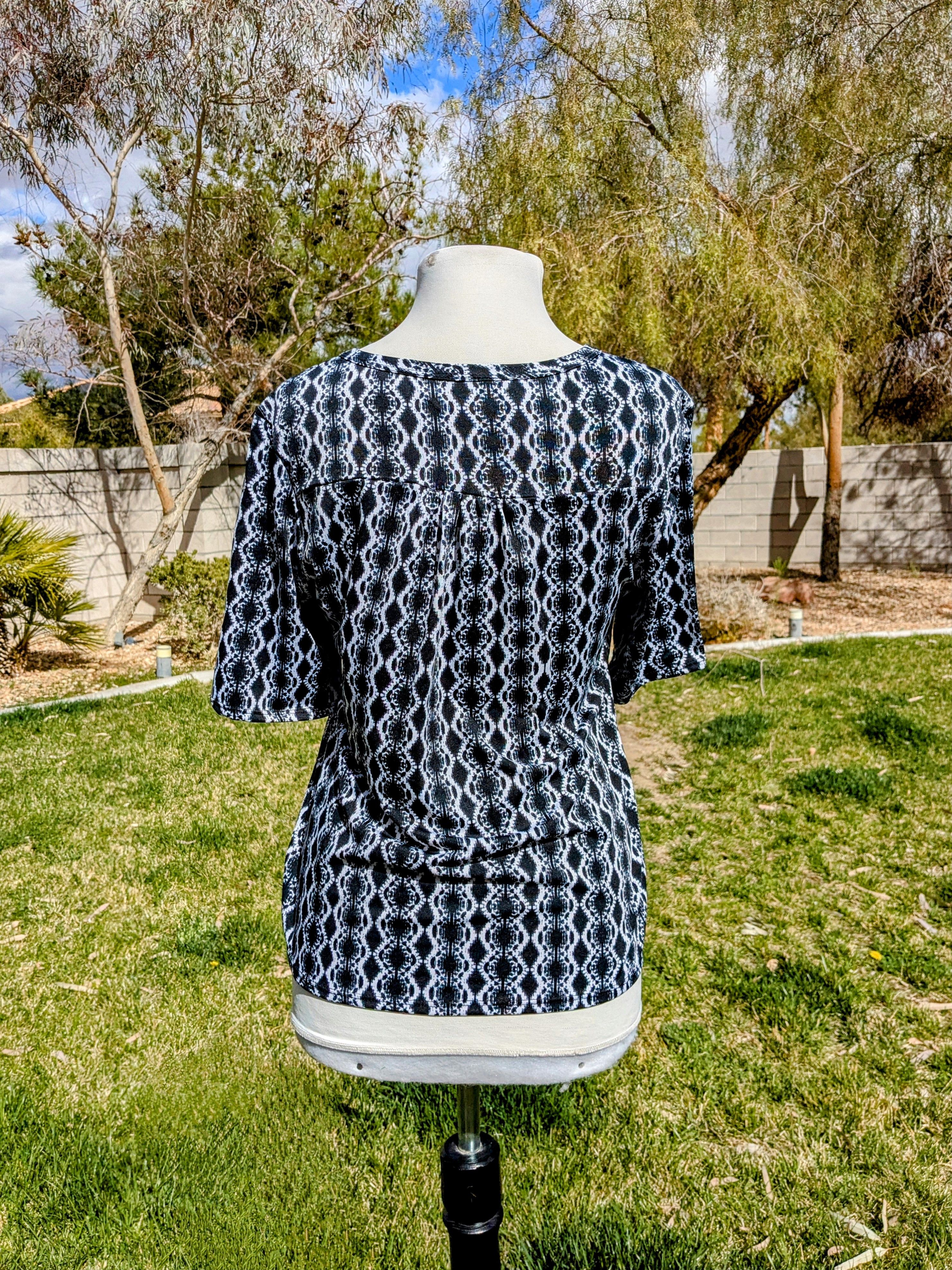 Designer Jason Maxwell Petite 3/4 Sleeve Split Neck Pullover Blouse Size M / US 6-8 / IT 42-44 - 4 Thumbnail