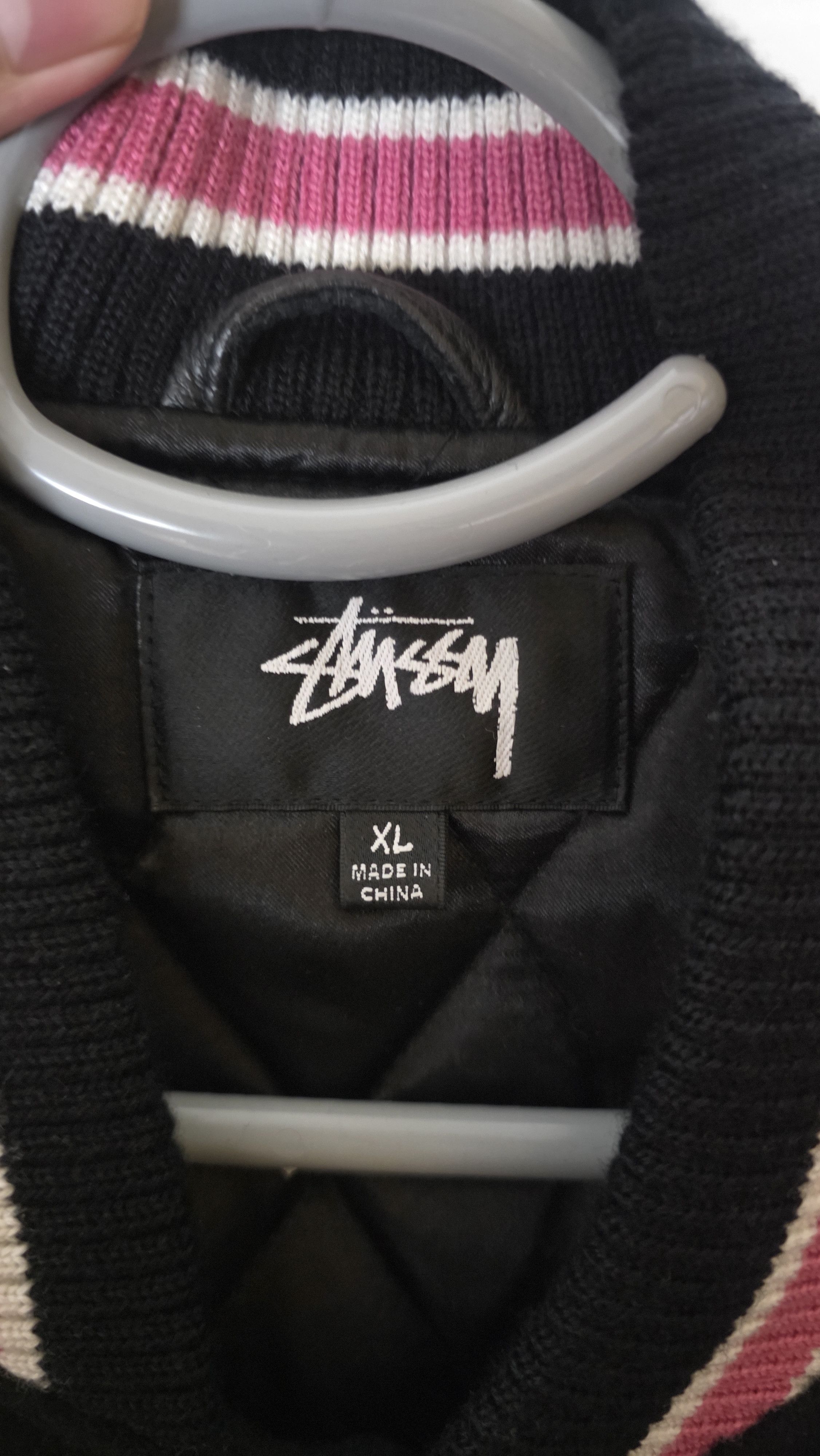 Stussy Stussy S Talk Melton Varsity Jacket 'Black' Size US XL / EU 56 / 4 - 4 Thumbnail