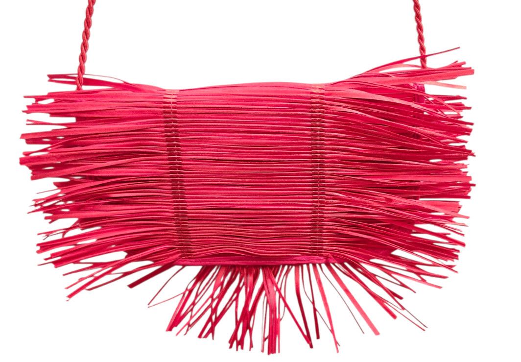 Other Alexandra Tsoukala Red Pleated Satin Fringe Clutch Bag Size ONE SIZE - 6 Thumbnail