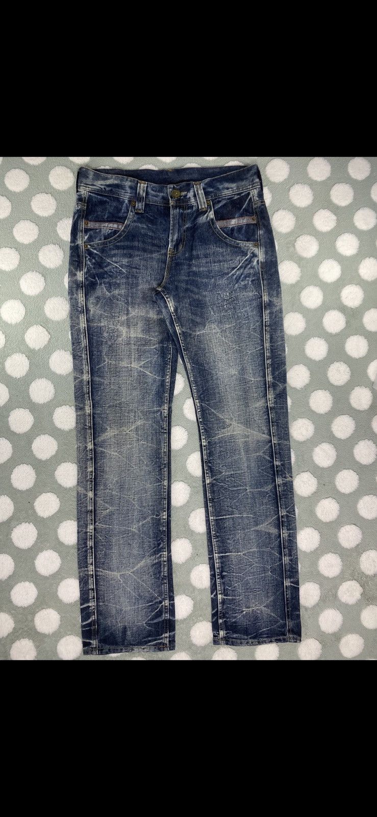 Japanese Brand 2000s Rare Japanese Acid Wash Denim Jeans Y2K Size US 34 / EU 50 - 2 Thumbnail