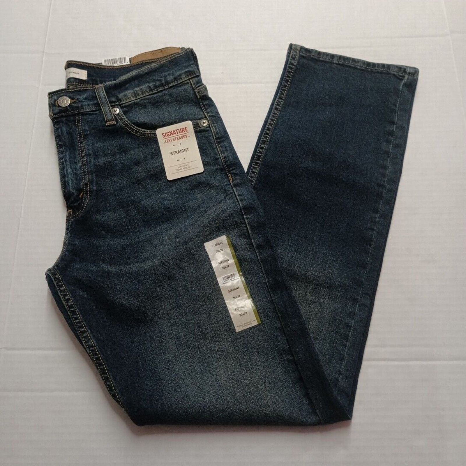 Levi's Signature By Levi Straight Jeans Men's 30x32 Blue Super Flex Size US 30 / EU 46 - 1 Thumbnail