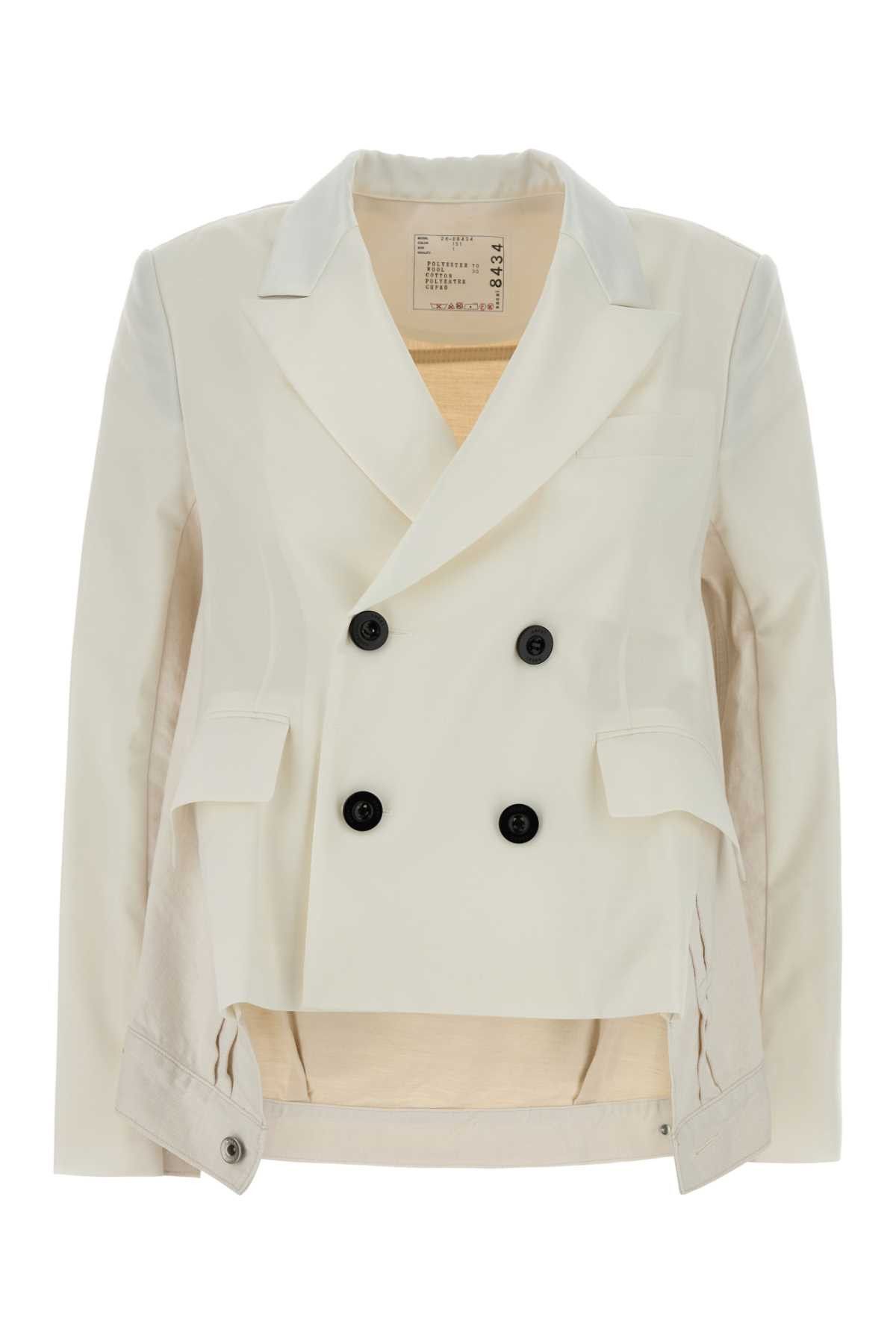 Sacai Ivory Twill And Denim Blazer Size M / US 6-8 / IT 42-44 - 1 Thumbnail