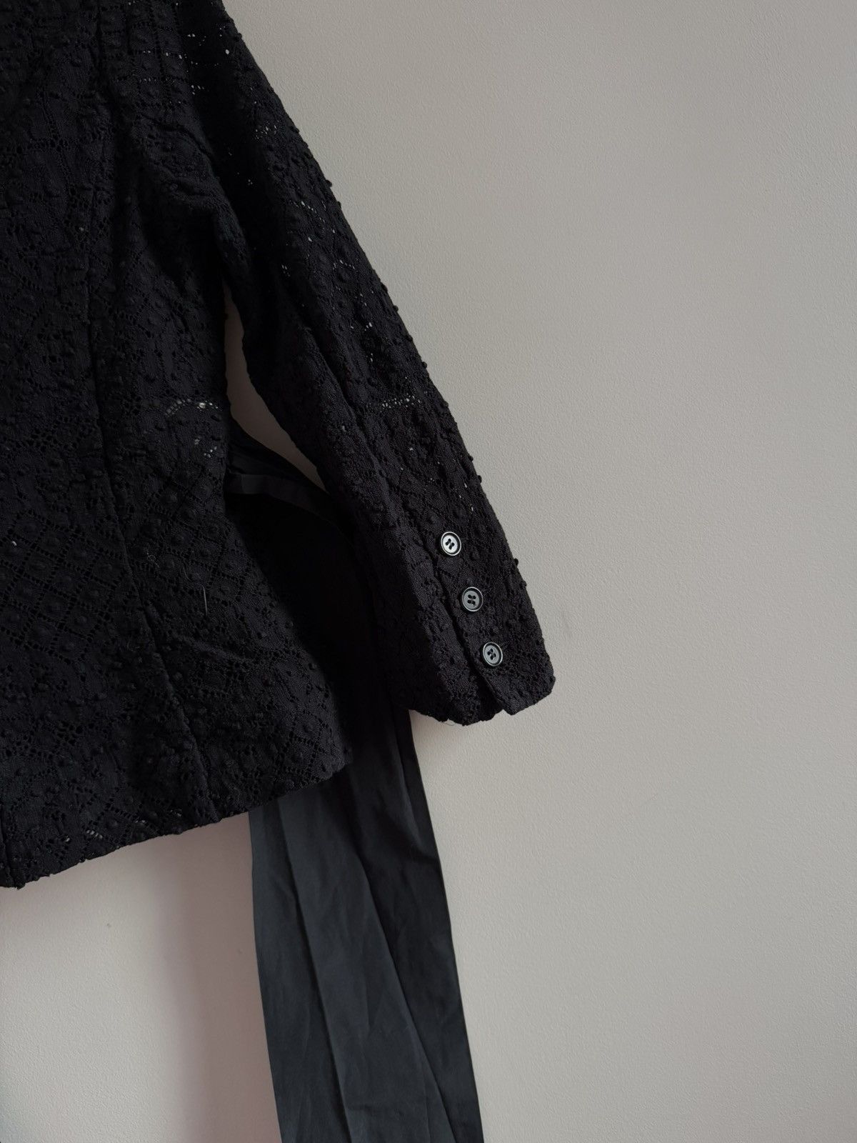 Other Black Lace Blazer w/ Nylon Panels & Asym Belt Size M / US 6-8 / IT 42-44 - 8 Thumbnail