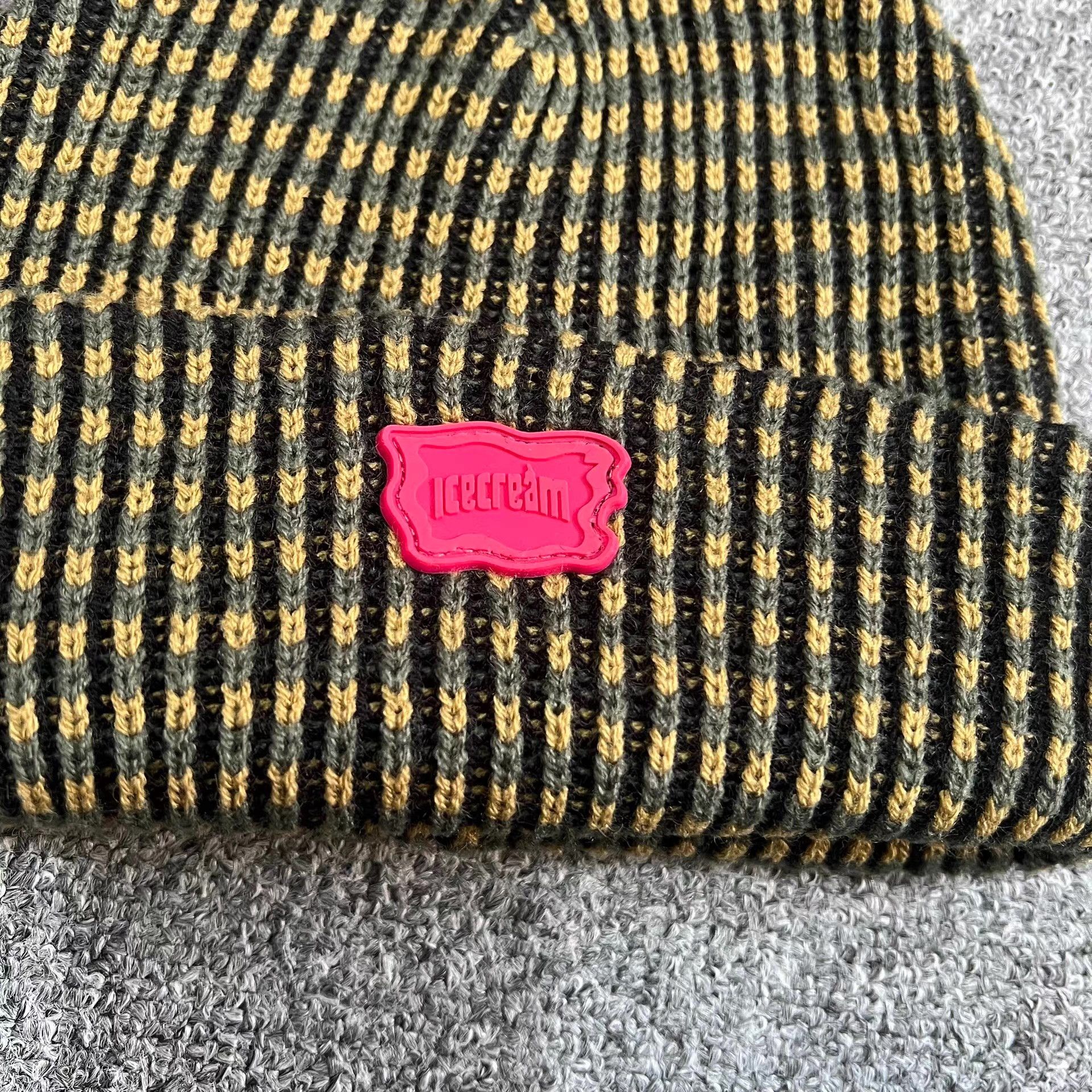 Billionaire Boys Club BBC ICECREAM speckled IC rubber patch knit beanie Q7 Size ONE SIZE - 5 Thumbnail