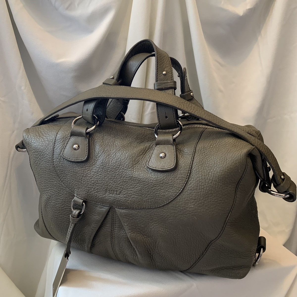 Designer × Furla × Genuine Leather VINTAGE FURLA OLIVE GREEN LEATHER 2 WAY SHOULDER / HANDBAG Size ONE SIZE - 3 Thumbnail