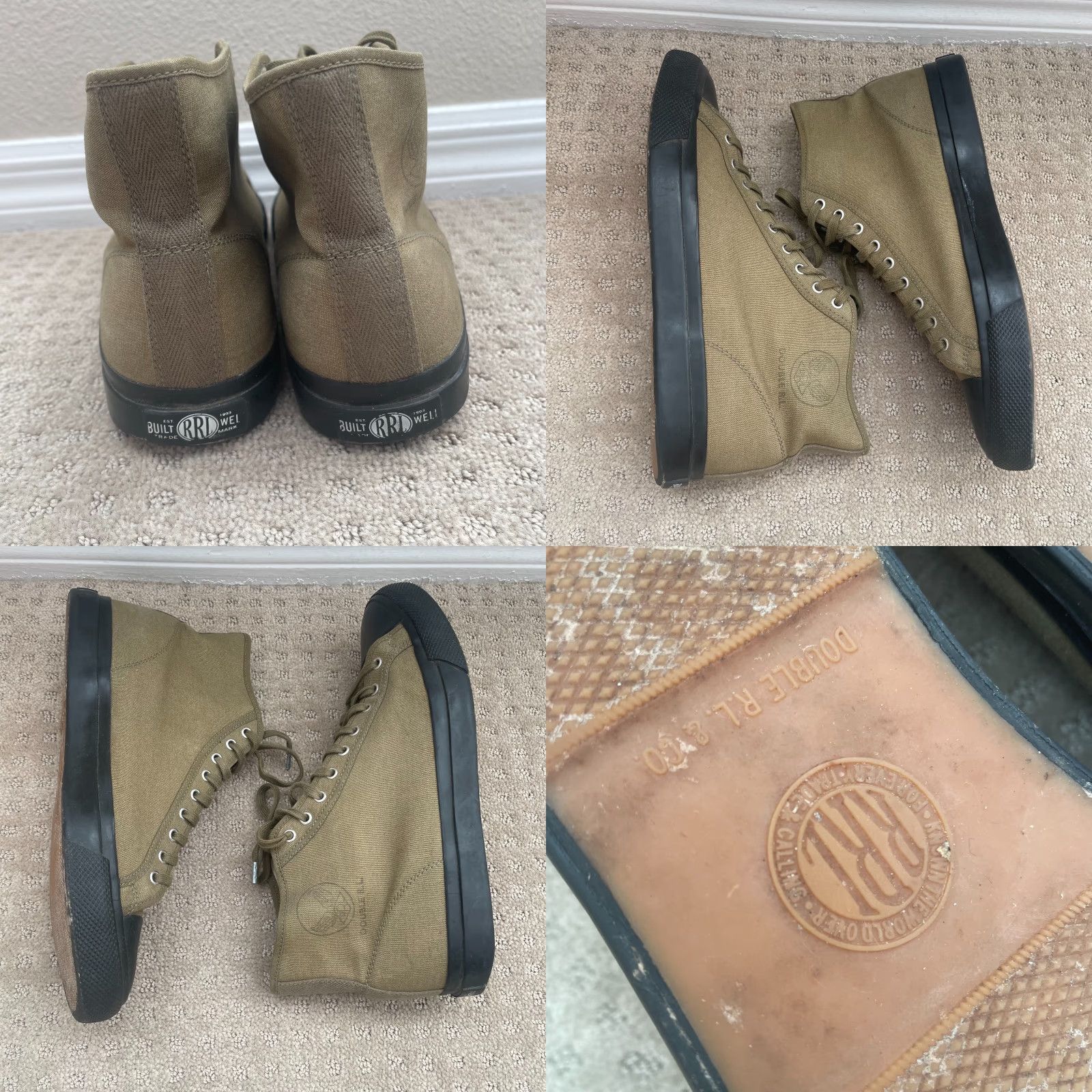 Ralph Lauren Ralph Lauren RRL Double RL Mayport Canvas Sneakers Men 11 Olive Drab Designer Shoes High Top Casual Rubber Lining Canvas Size US 11 / EU 44 - 9 Thumbnail