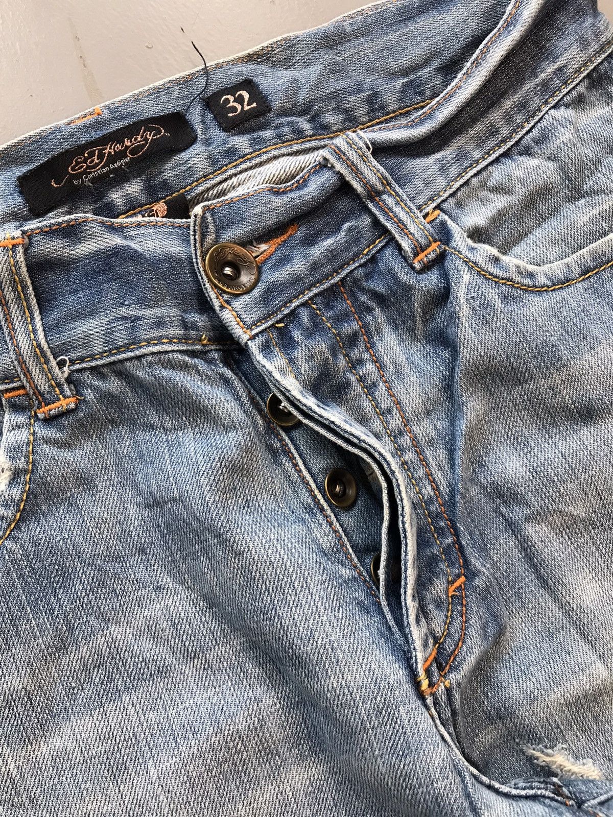 Ed Hardy × Vintage Vintage Edhardy distressed crazy embroidered denim Size US 32 / EU 48 - 8 Thumbnail