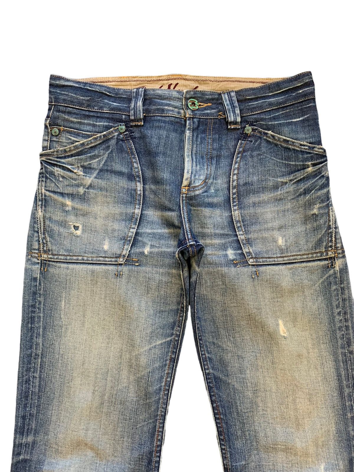 If Six Was Nine × Japanese Brand Back Number Mud Wash Bush Distressed Jeans (AB15) Size US 33 - 4 Thumbnail