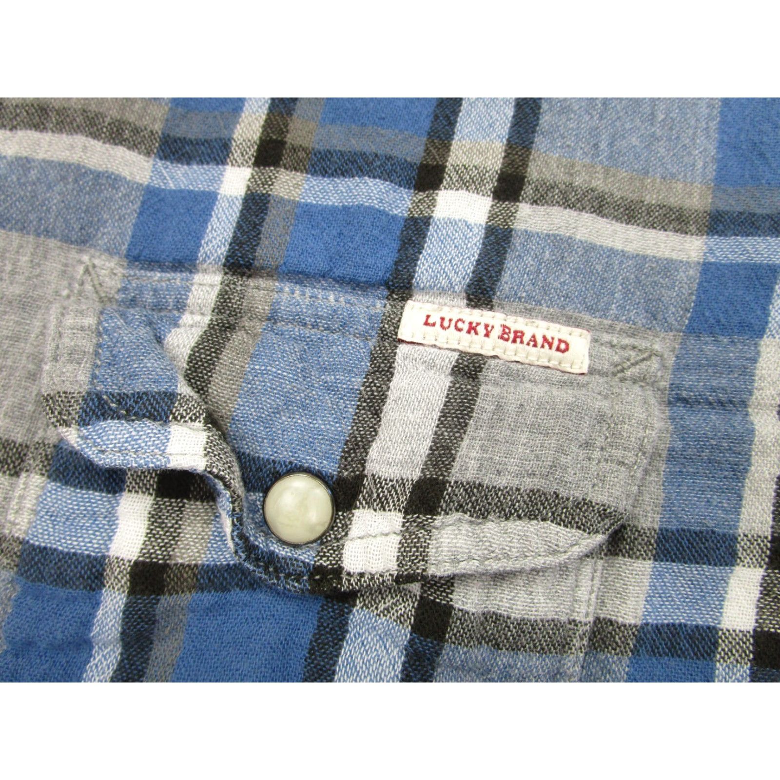 Lucky Brand Lucky Brand Shirt Mens Medium Blue Gray Plaid Classic Fit Snap Front Western Size US M / EU 48-50 / 2 - 4 Thumbnail