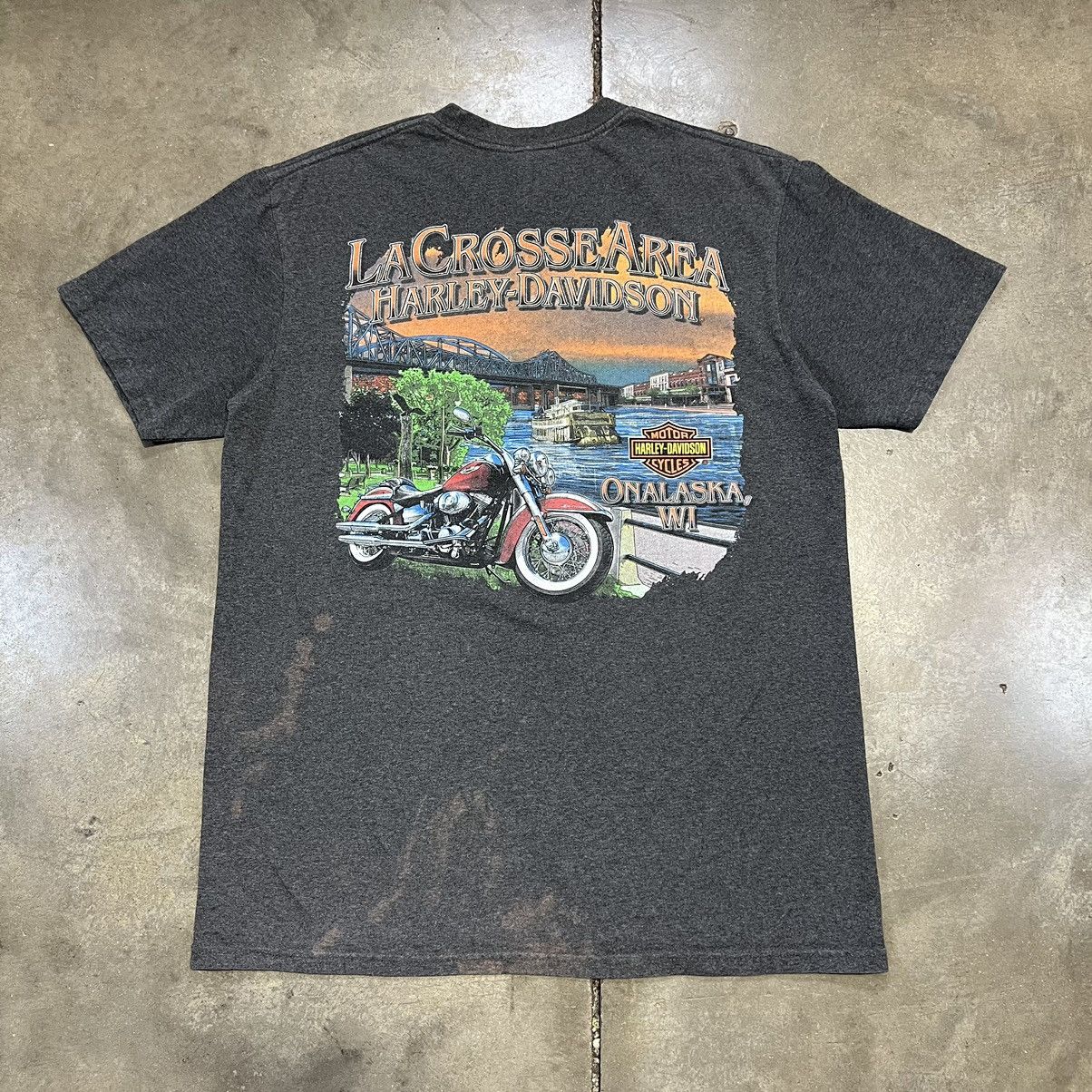 Harley Davidson × Vintage Vintage Harley Davidson Biker Tee Wisconsin Bulldog Faded Size US L / EU 52-54 / 3 - 5 Thumbnail