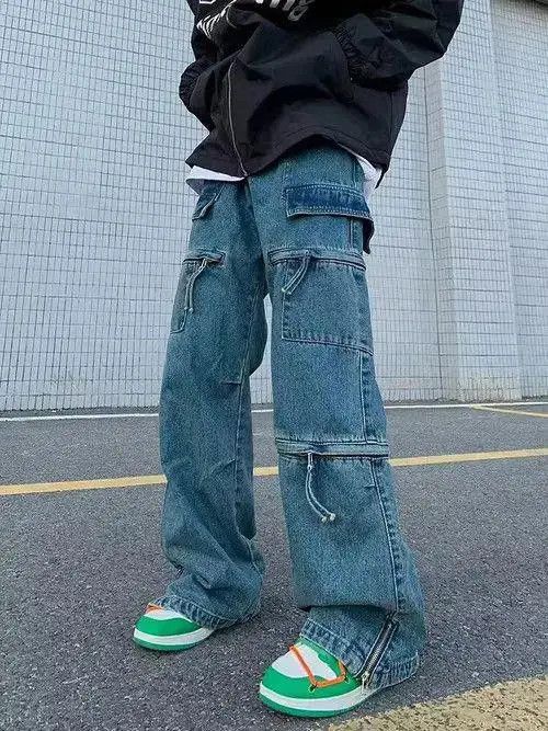 VIBE Baggy Cargo Wide Leg Denim Jeans Size US 32 / EU 48 - 2 Thumbnail