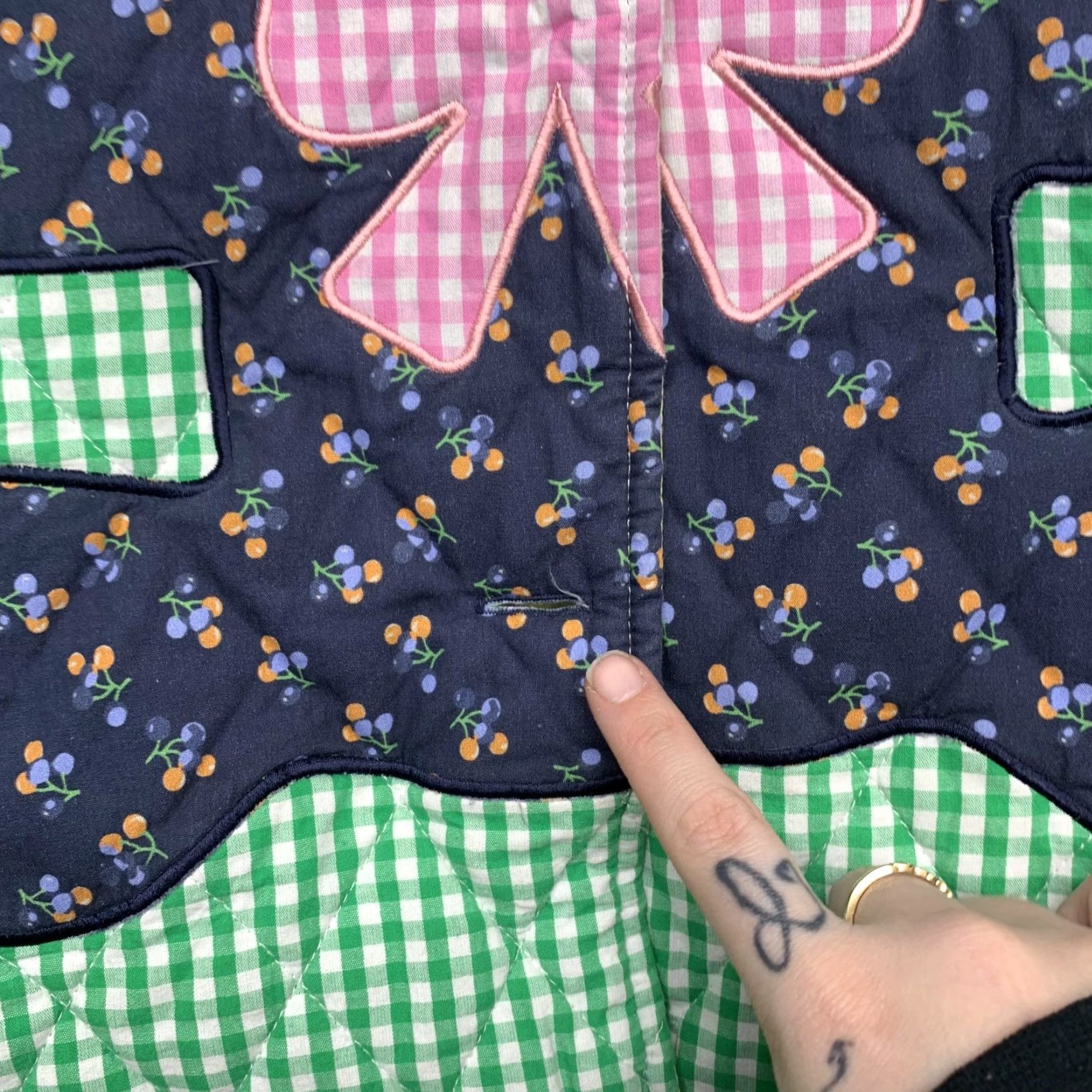 Teddy Fresh Teddy Fresh Jacket Womens XL Multicolor Quilted Teddy Bear Patchwork Gingham Size XL / US 12-14 / IT 48-50 - 3 Thumbnail