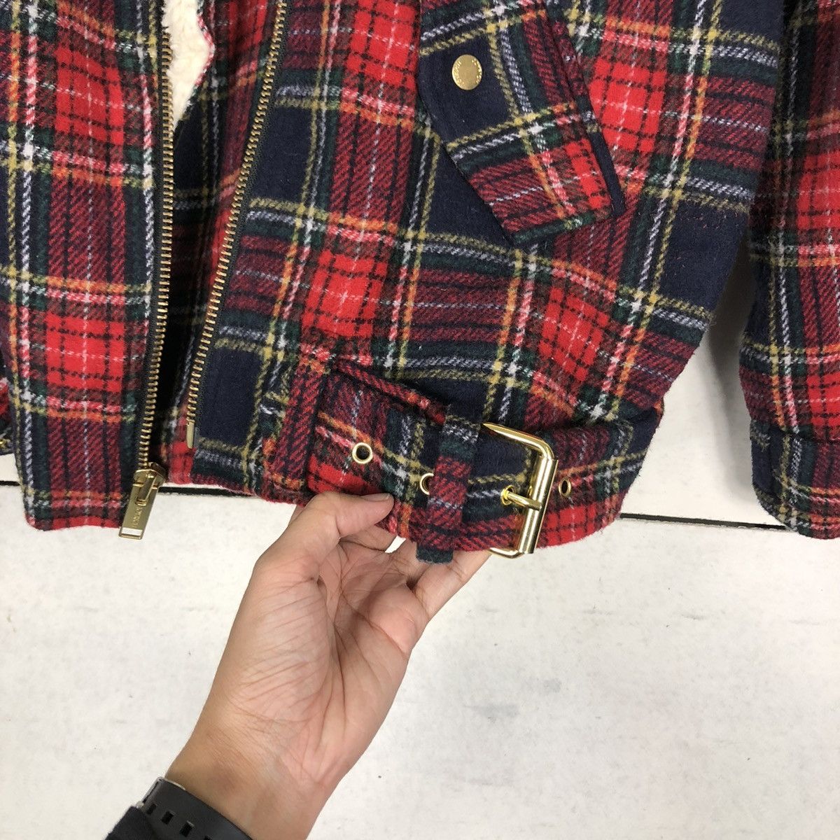 Issey Miyake 🔥VINTAGE BIKER JACKET DOUBLE BREAST JOYRICH JAPAN TARTAN Size US L / EU 52-54 / 3 - 19 Thumbnail