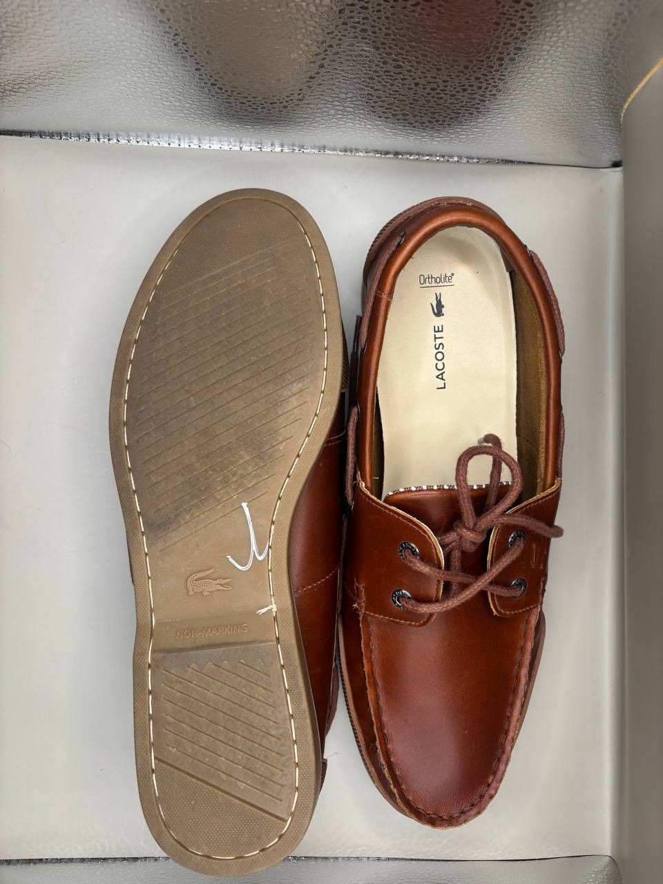 Lacoste Lacoste Nautic 120 2 Brown Leather Boat Shoes US 12 EUR 46 Size US 12 / EU 45 - 4 Thumbnail