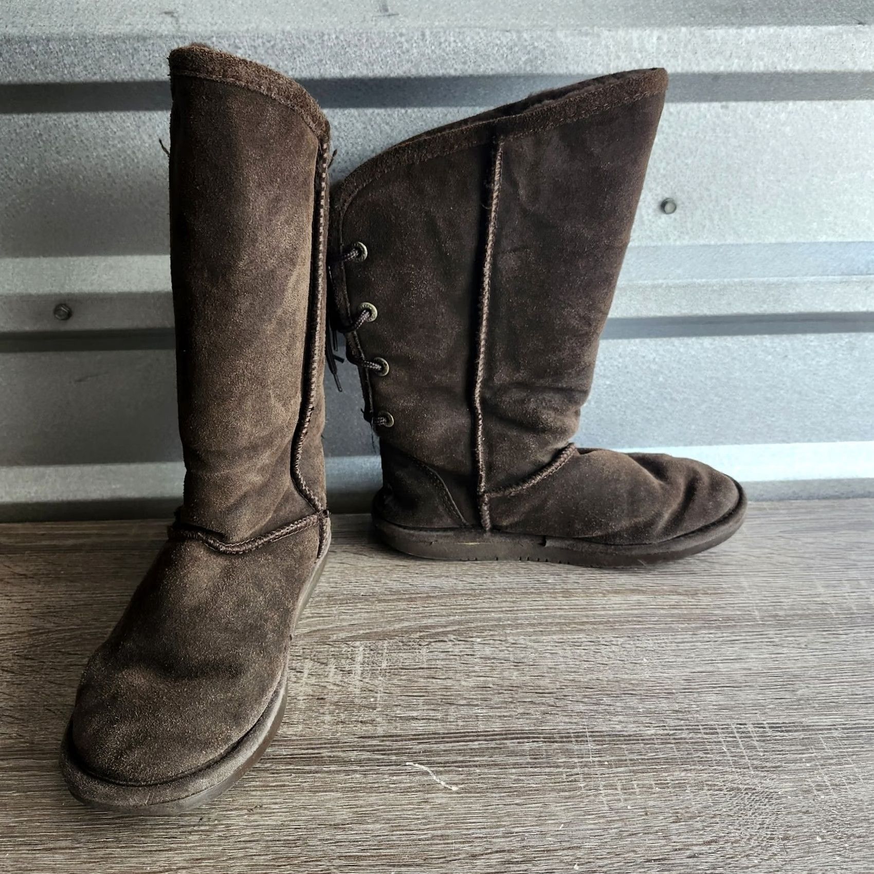 Vintage VINTAGE Bear Paw Women's Bootie - Boots - Dark Brown Suede - Size 6 - 90s - Lace Up - Winter Fall Spring - Brown - Women Size US 6 / IT 36 - 2 Thumbnail