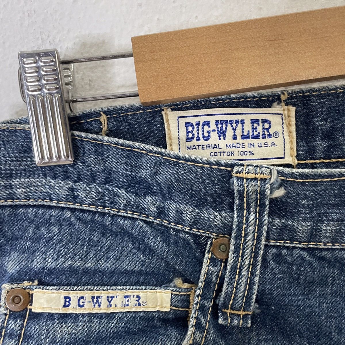 Japanese Brand Vintage 90s Big-Wyler Distressed Denim Workwear Jeans Size 29" - 5 Thumbnail