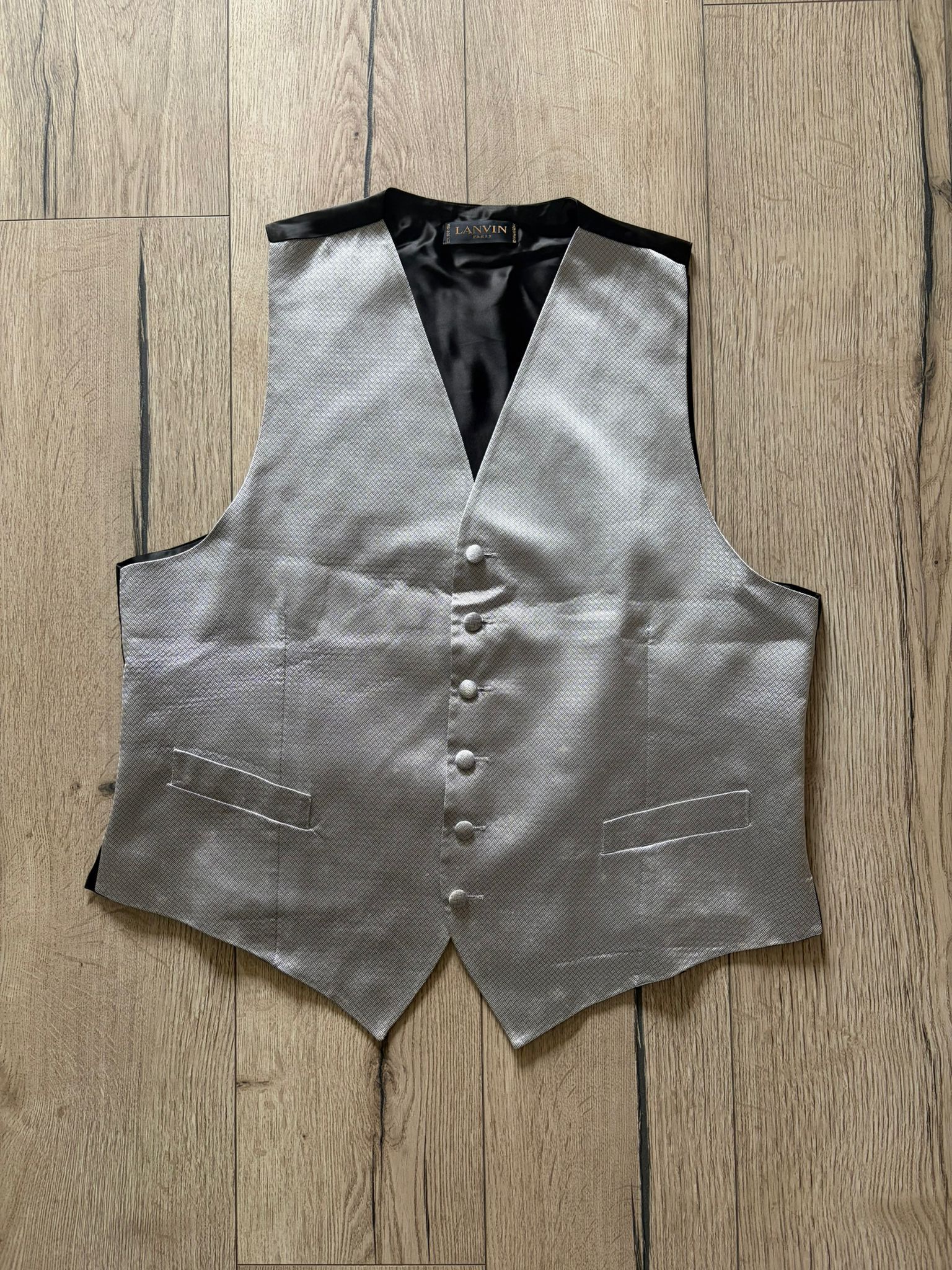 Lanvin Lanvin Paris Vintage 90s Silver Satin Dress Vest Waistcoat Size US XL / EU 56 / 4 - 7 Thumbnail