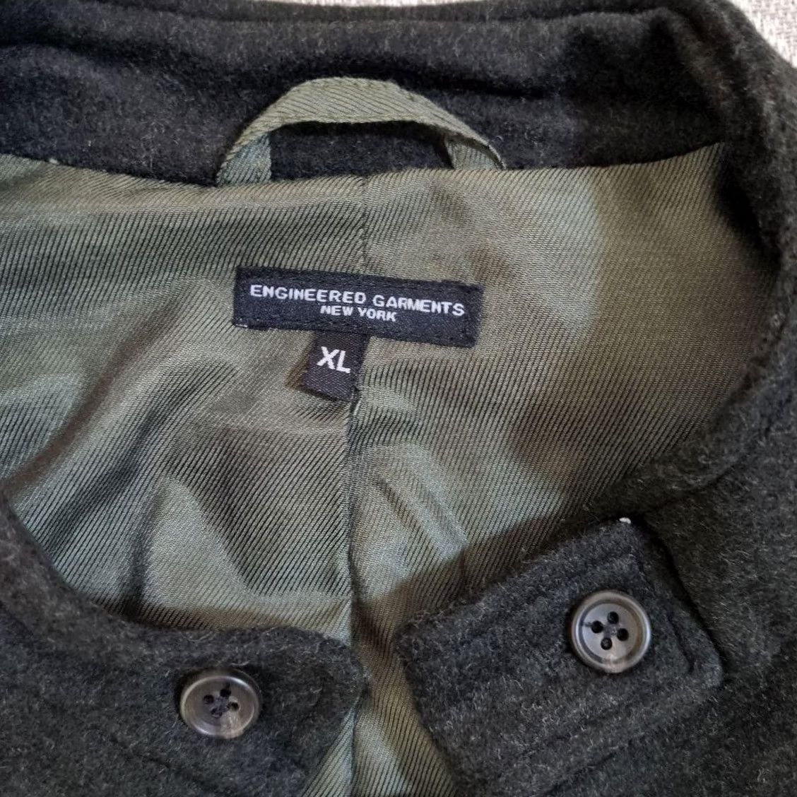 Engineered Garments ENGINEERED GARMENTS GRIM JACKET MEN XL DARK GREEN POLYESTER, REGULAR SIZE, ZIPPER? BUTTON, USED Size US XL / EU 56 / 4 - 3 Thumbnail