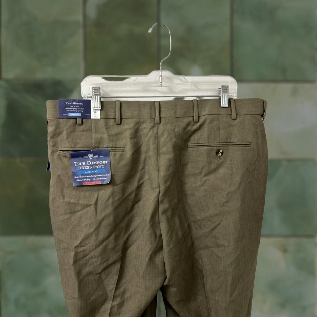 Croft & Barrow VINTAGE: No Croft & Barrow True Comfort Dress Pants Mens 40x30 Olive Brown Herringbone NWT Size US 40 / EU 56 - 1 Thumbnail
