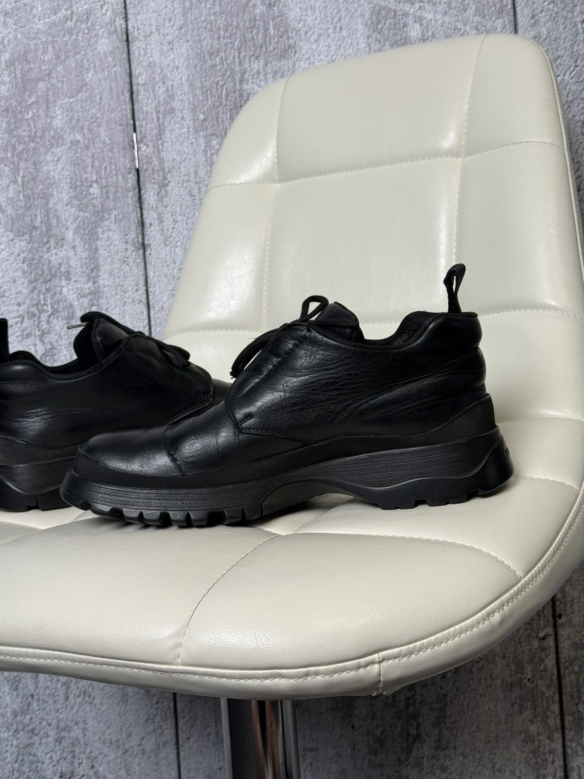 Prada Prada Black Leather Boots Men’s Lug Sole Shoes Made in Italy Size US 9 / EU 42 - 11 Thumbnail