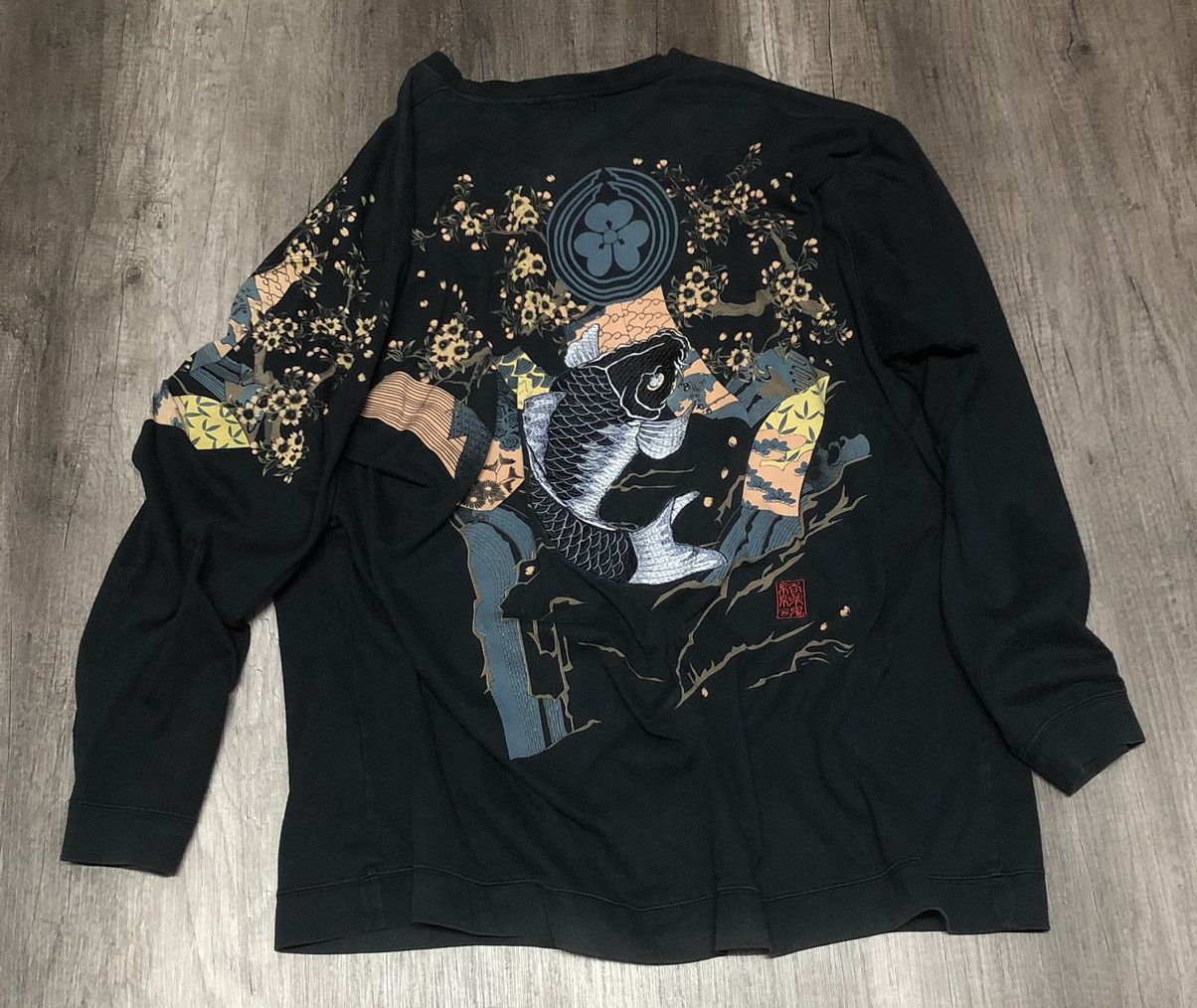 Japanese Brand × Vintage VINTAGE KARAKURI TAMASHI SUKAJAN KOI BIG LOGO LONG SLEEVE Size US XXL / EU 58 / 5 - 25 Thumbnail