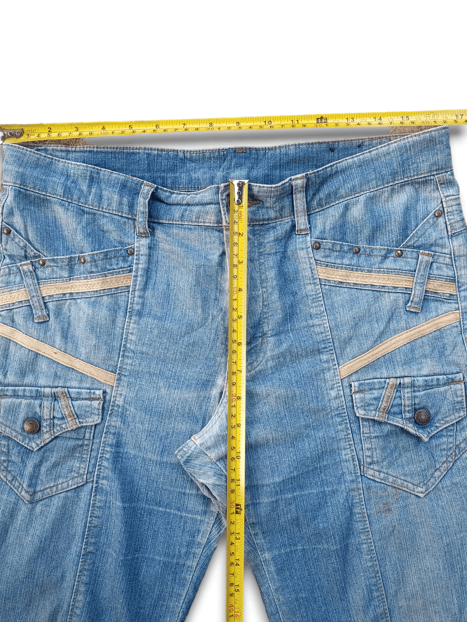 Japanese Brand Vintage Japanese Brand Distressed Flare Denim Bush Pants Size US 33 - 9 Thumbnail