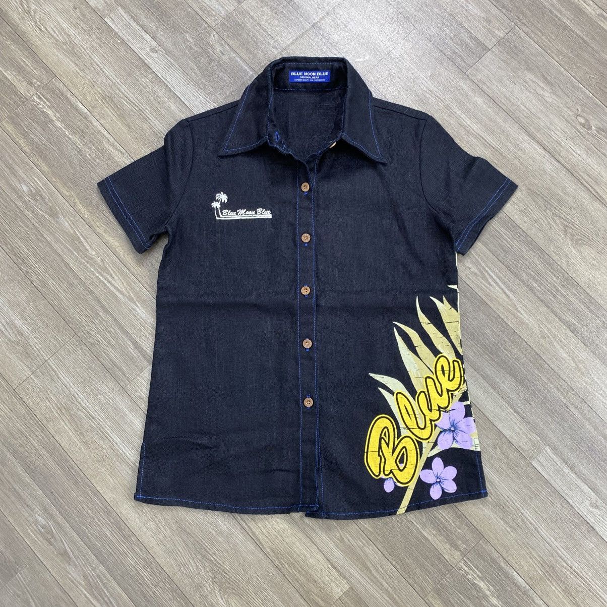 Sun Surf 2000s Blue Moon Blue Florals Hawaiian Shirt Size US S / EU 44-46 / 1 - 13 Thumbnail