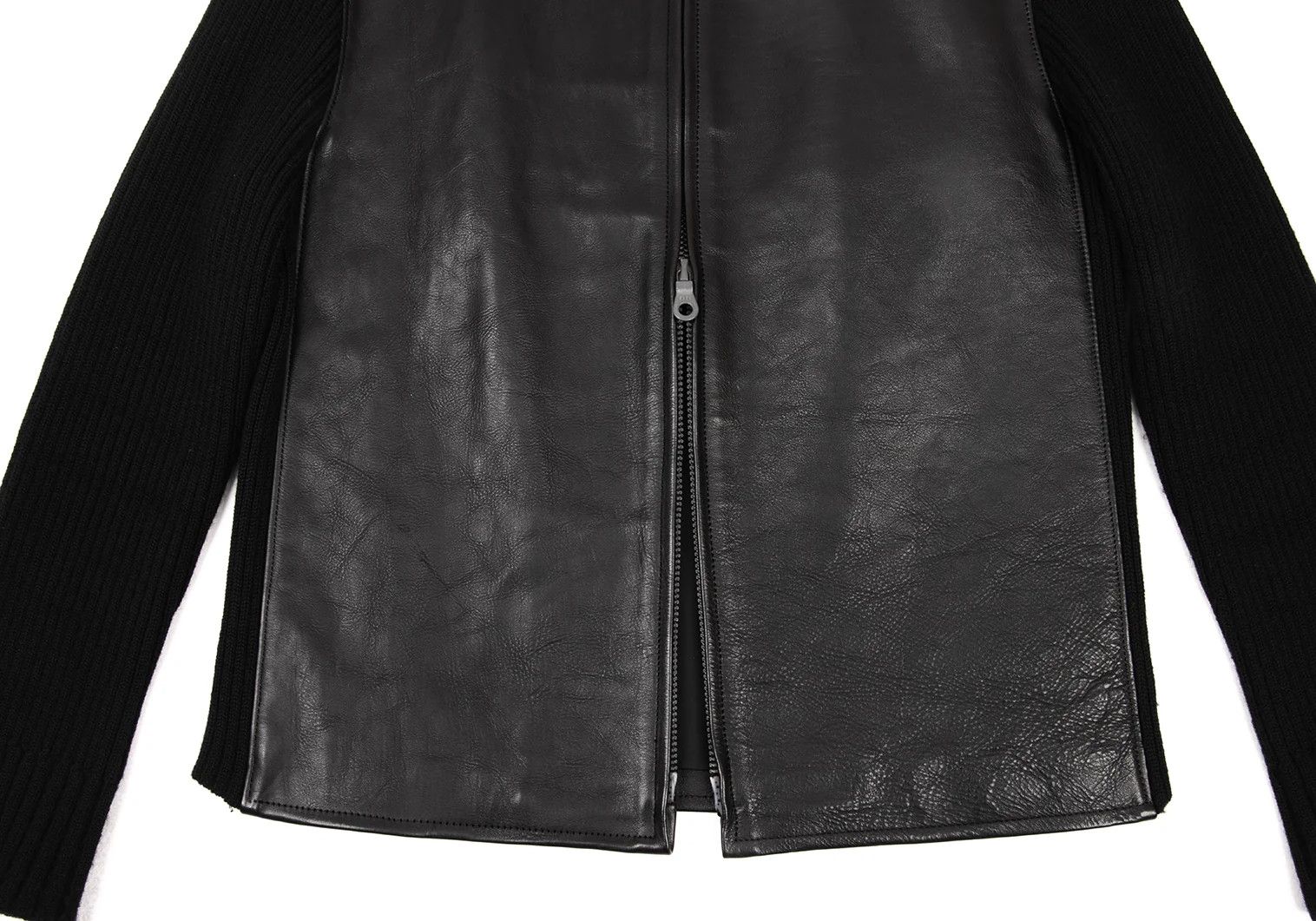 Yohji Yamamoto Yohji Yamamoto Leather Knit Jacket Black 4 Size US XL / EU 56 / 4 - 12 Thumbnail