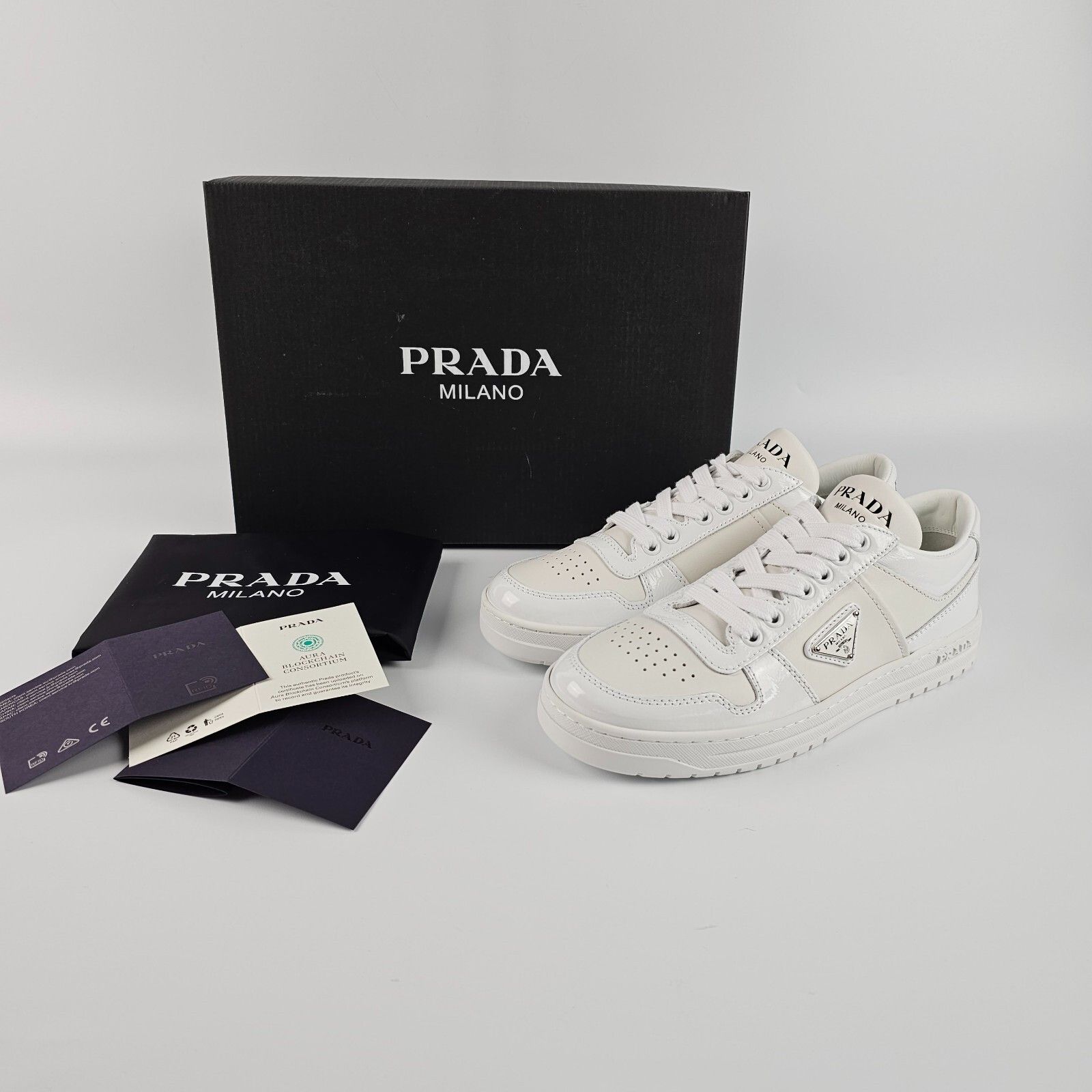 Prada PRADA Downtown $1120 White Leather Sneakers Authentic New Size US 10 / IT 40 - 2 Thumbnail