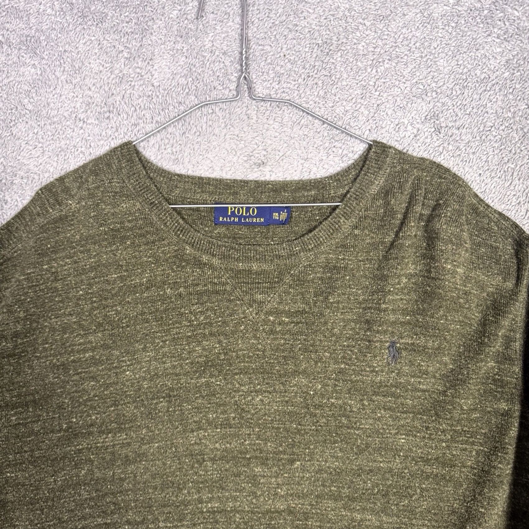 Polo Ralph Lauren VINTAGE Polo Ralph Lauren Sweatshirt Mens XXL 2XL Crewneck Knit Pullover Sweater Cotton Green Size US XXL / EU 58 / 5 - 4 Thumbnail