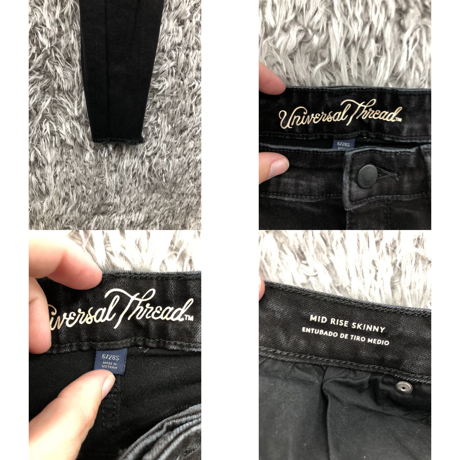 Vintage Universal Thread Jeans Womens Size 6 Mid Rise Skinny 5-Pocket Dark Wash Black Denim Size 28" / US 6 / IT 42 - 8 Thumbnail