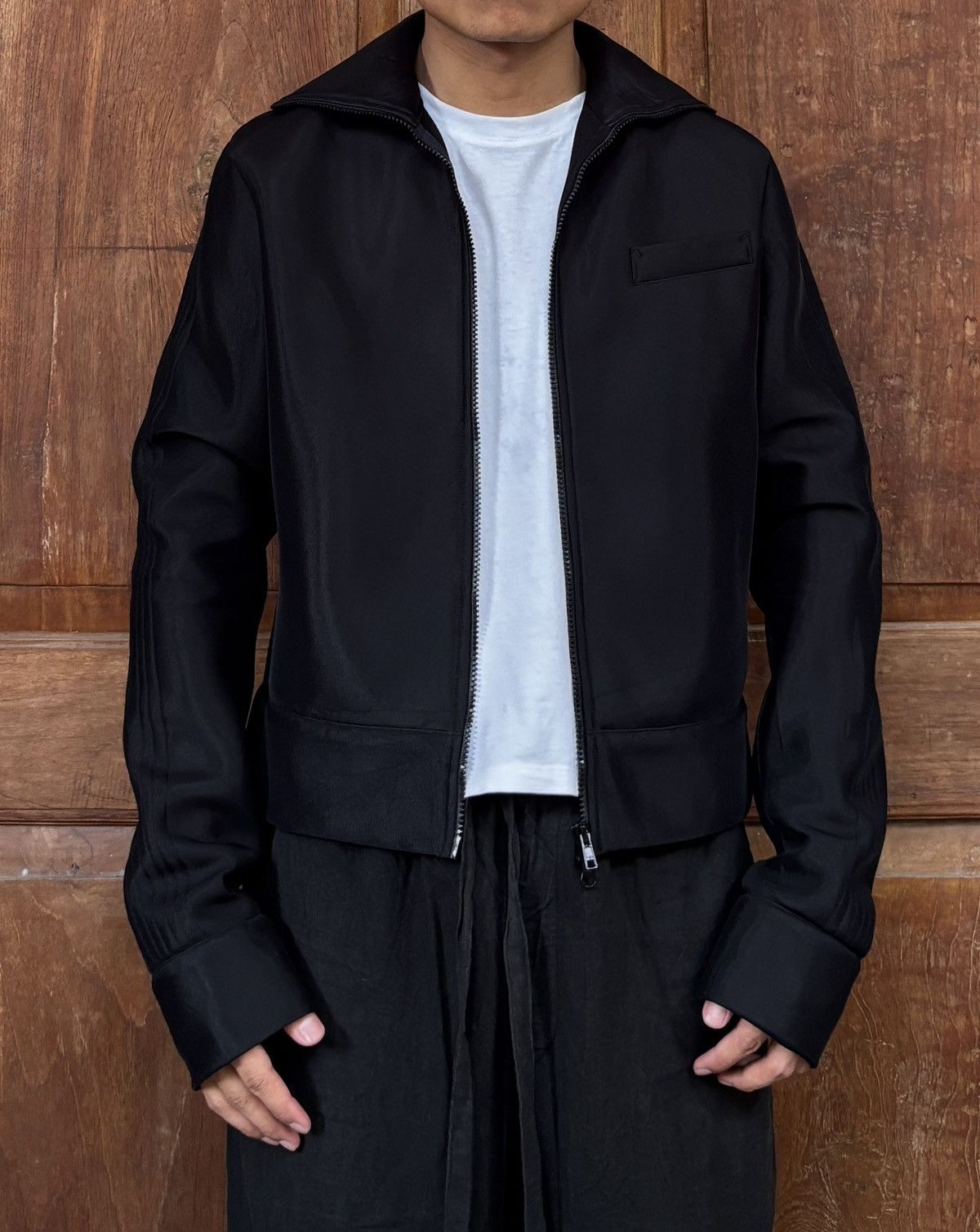 Yohji Yamamoto FREE TAX! Polyester One Pocket Biker Jacket - Medium Size US M / EU 48-50 / 2 - 11 Thumbnail