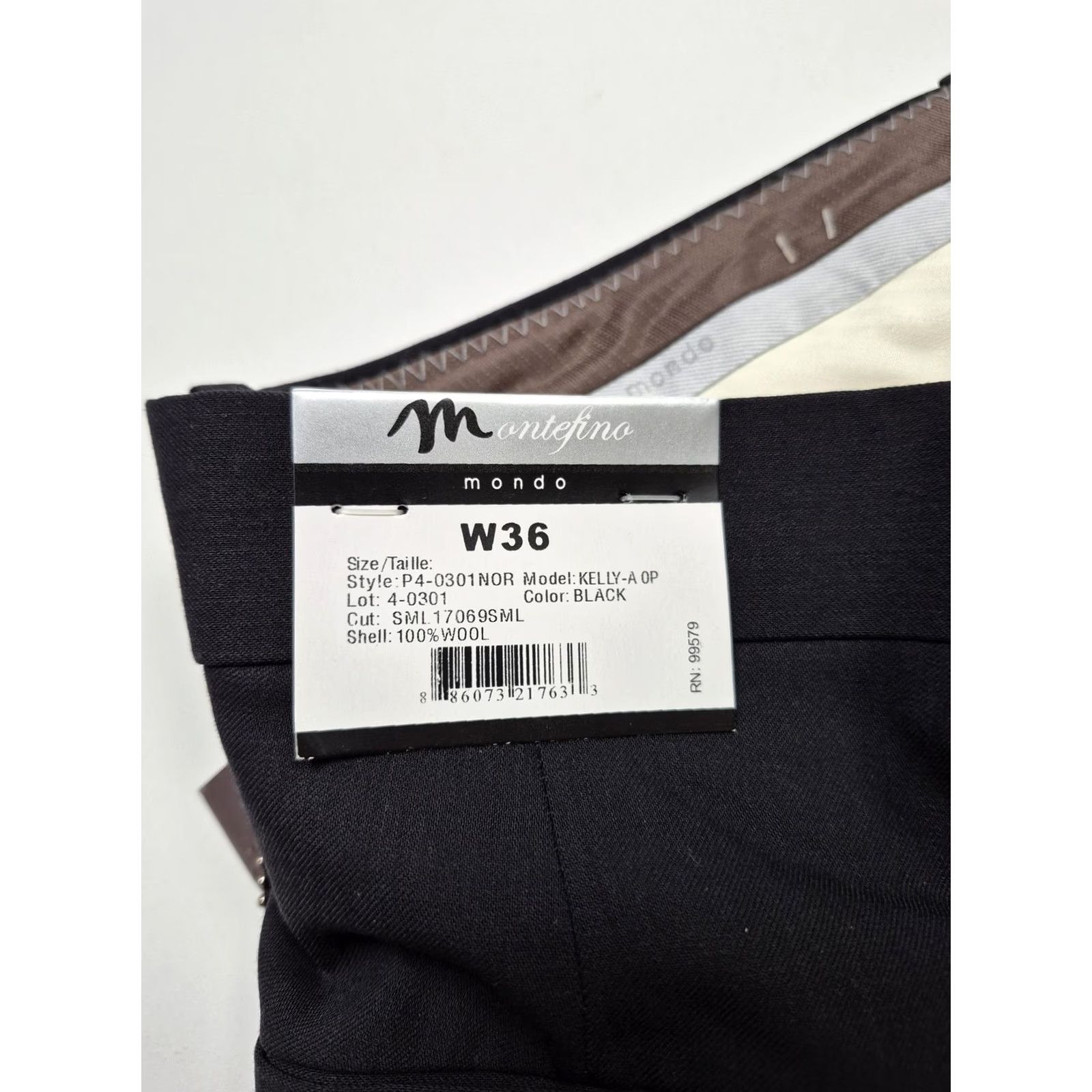 Vintage Montefino Mondo Wool Pants Mens 36 Black Super 120's Flat Front Unhemmed NWT Suit Pants 36W Regular Straight Size 36R - 6 Thumbnail